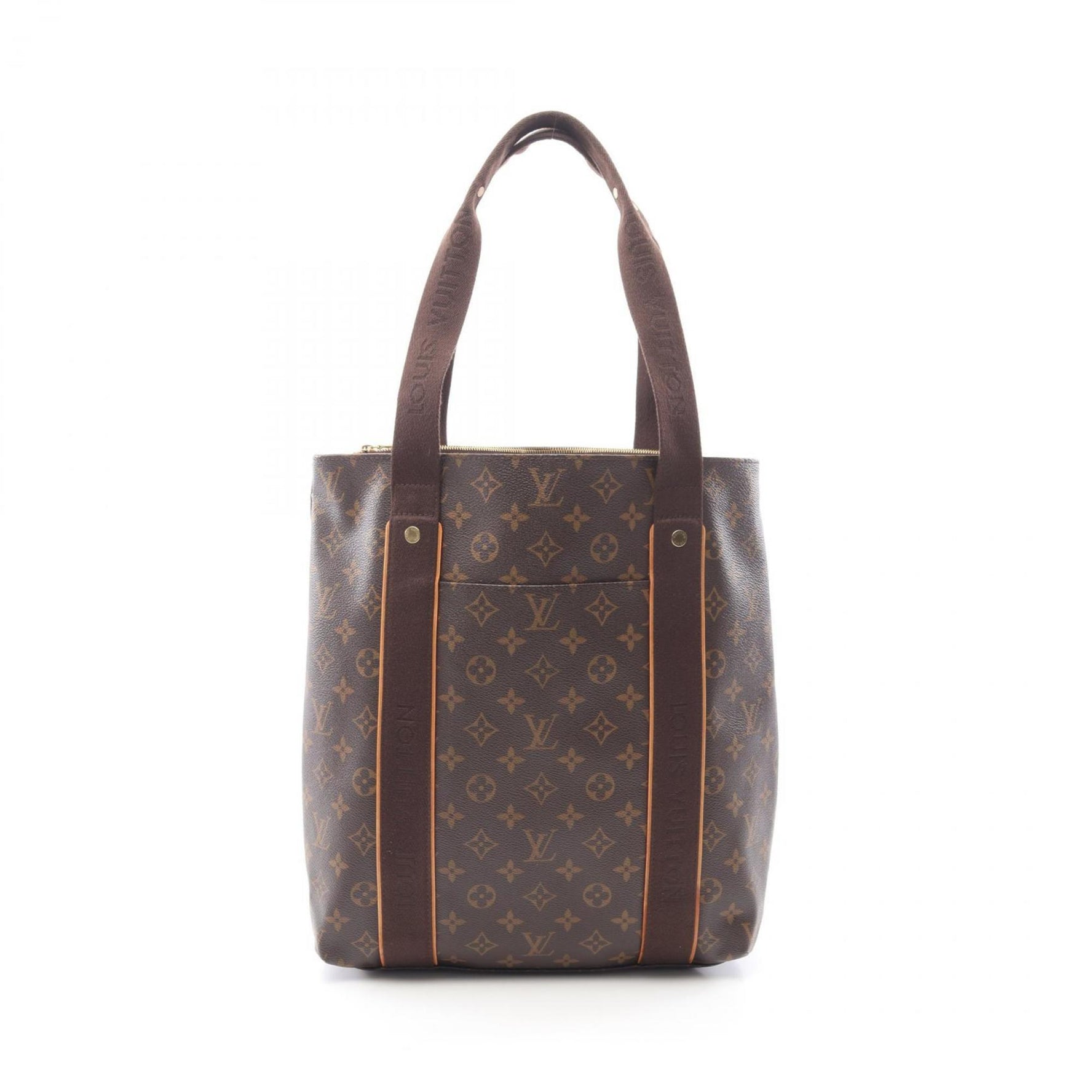 Louis Vuitton Cabas Bobur Tote Bag Coated Canvas Leather Monogram Men's Brown