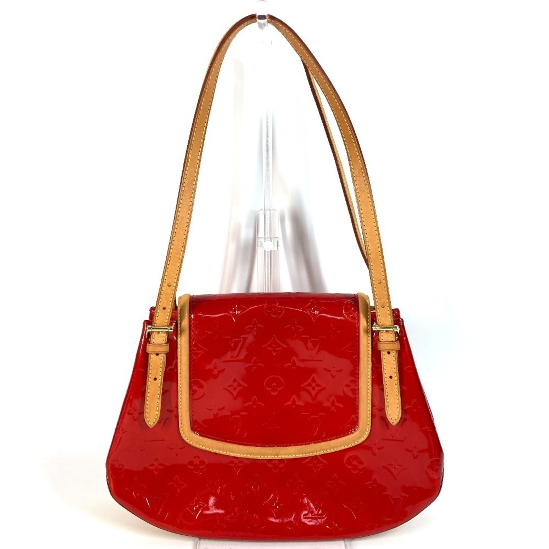 Louis Vuitton Monogram Vernis Skein Bay GM Bag Flap Shoulder Rouge Red