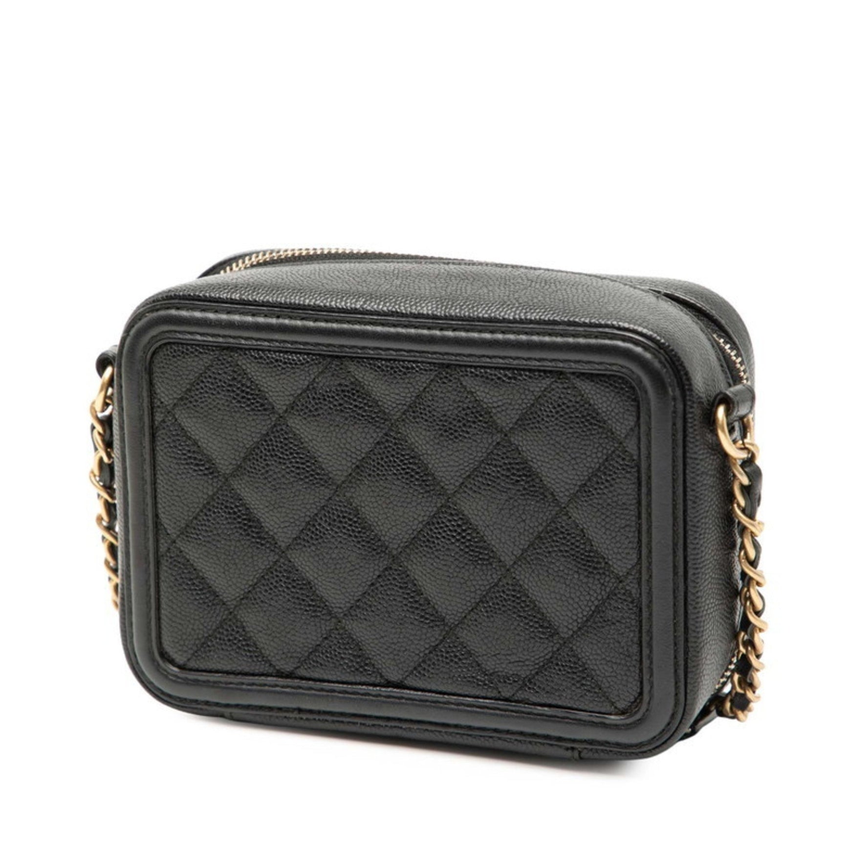 CHANEL Matelasse CC Filigree Chain Wallet Shoulder Bag in Caviar Skin