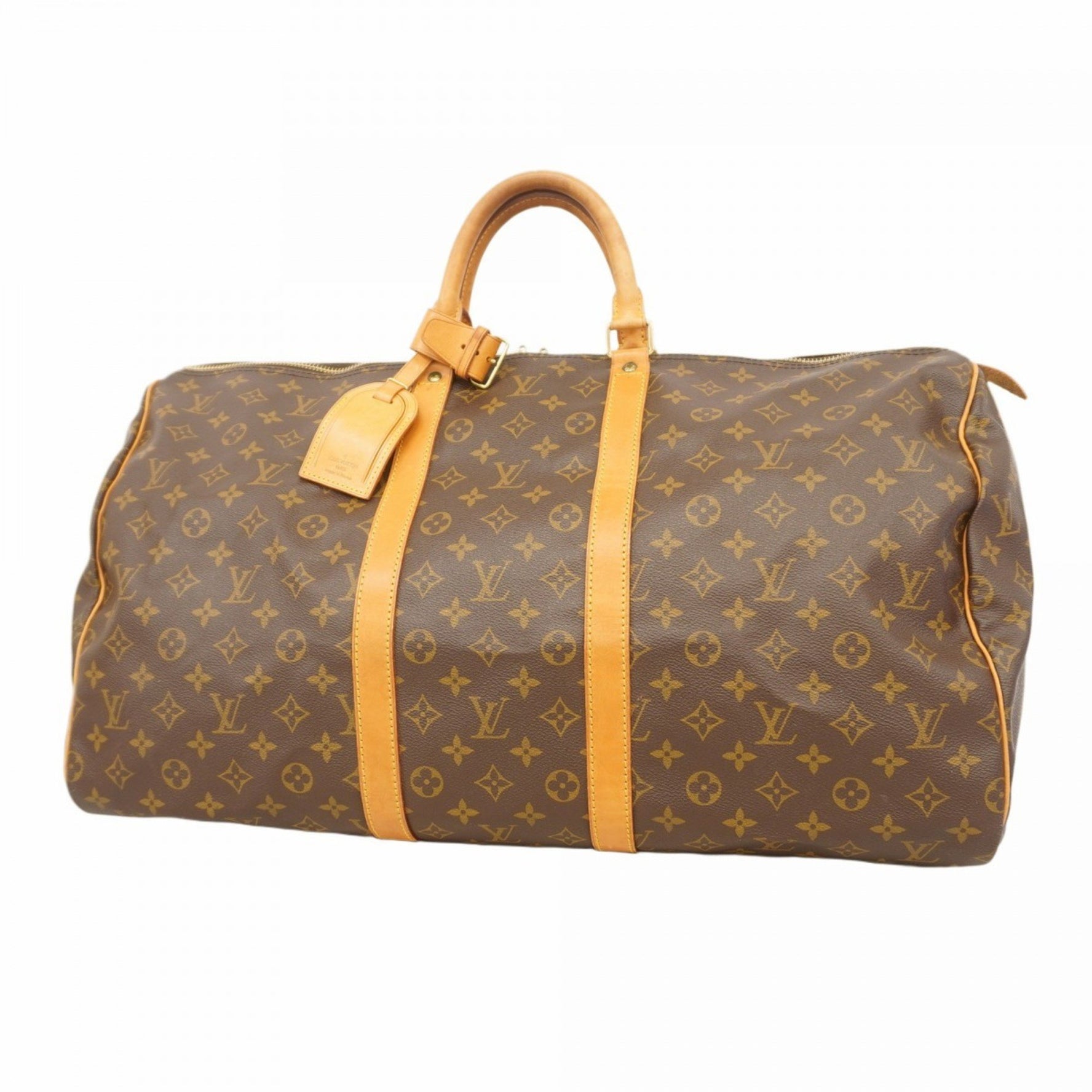 Louis Vuitton Monogram Keepall 55 Boston Bag M41424 Brown Men's and Women's