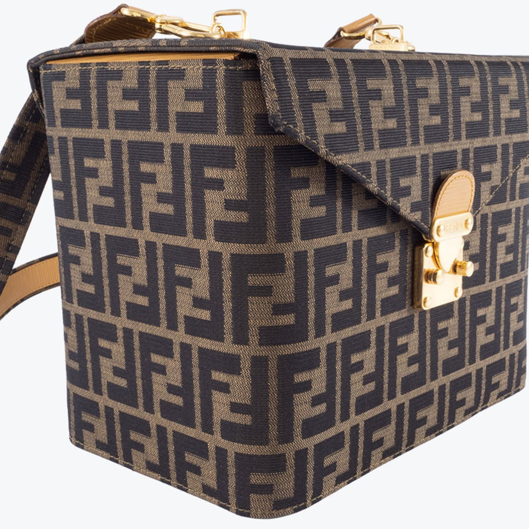 Fendi Zucca Vanity Shoulder Bag, Canvas/Leather, Handle Missing, Box