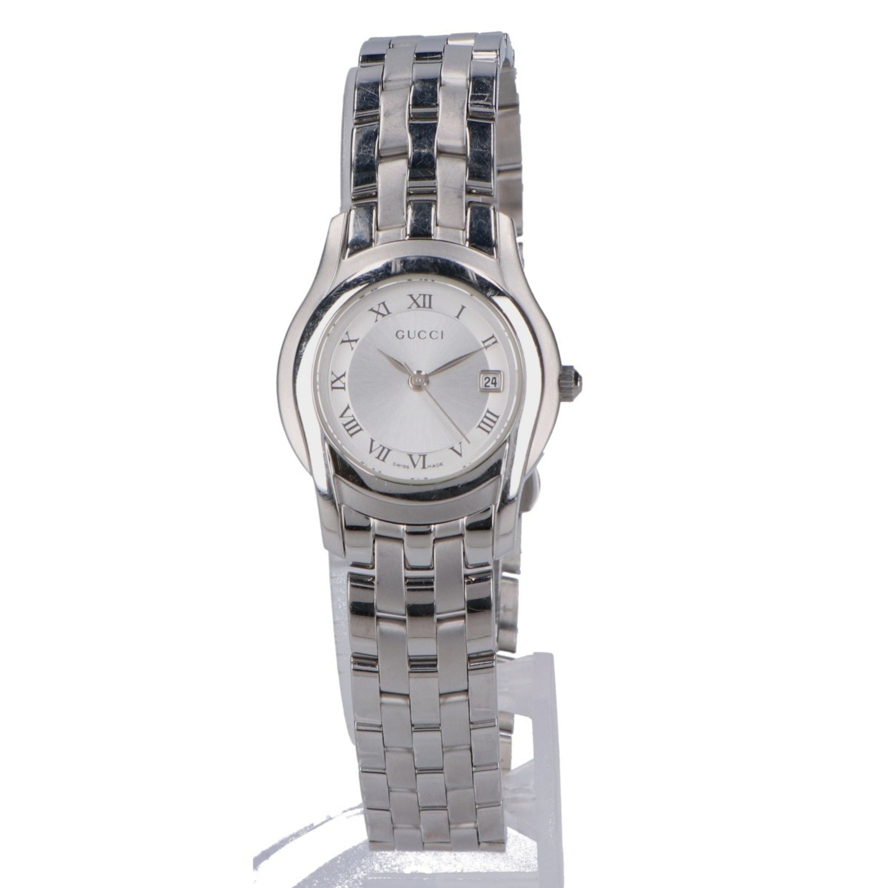 GUCCI SS Date Quartz Watch, Silver