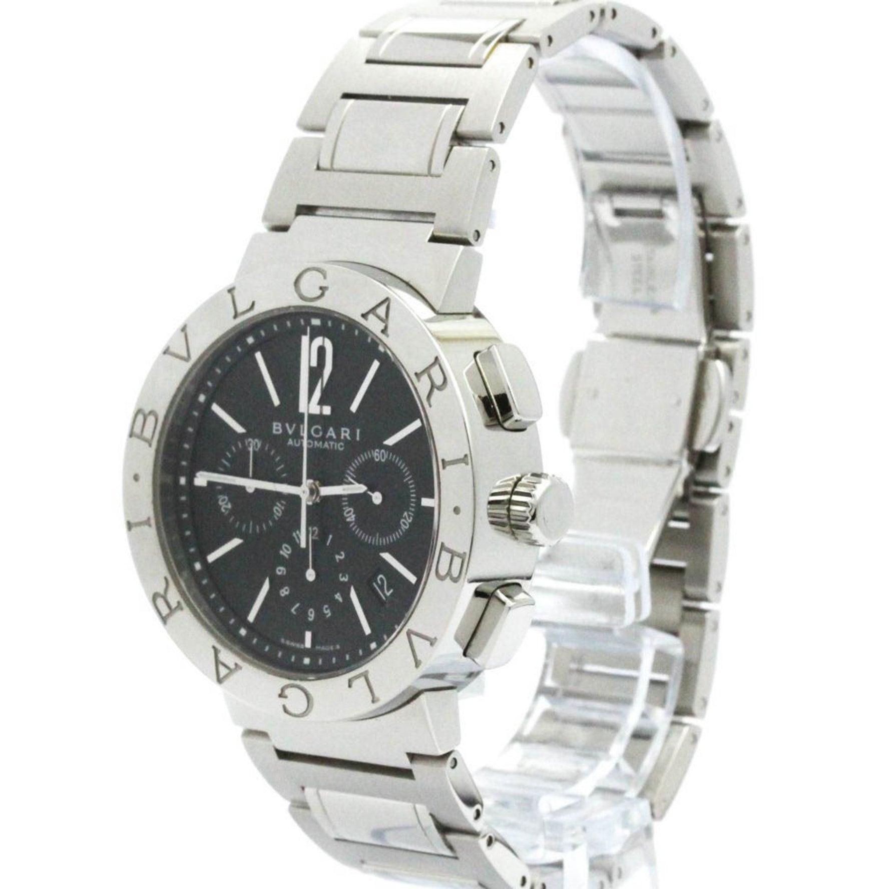 Polished BVLGARI BVLGARI-BVLGARI Chronograph Automatic Watch BB42SSCH BF578759