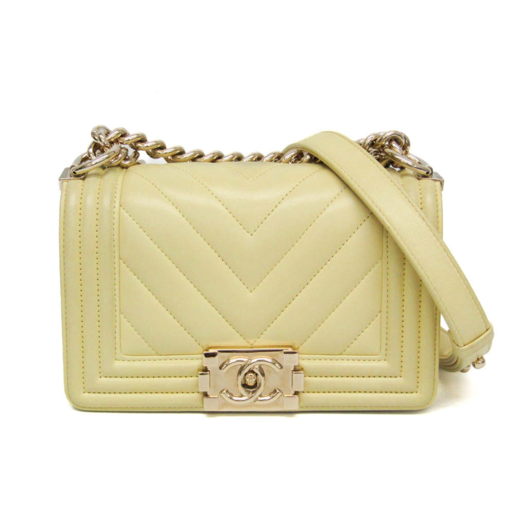 Chanel Boy V-stitch Double Chain Shoulder Bag Leather Shoulder Bag