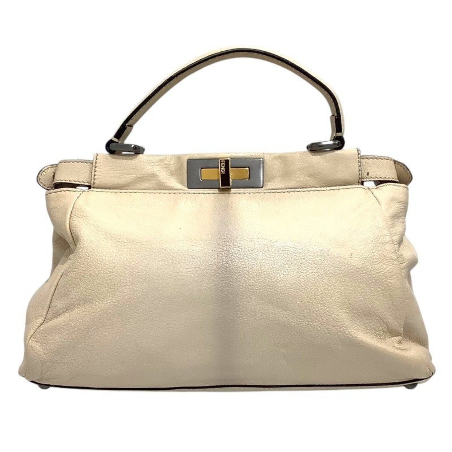 FENDI Peekaboo Bag Handbag White Ivory