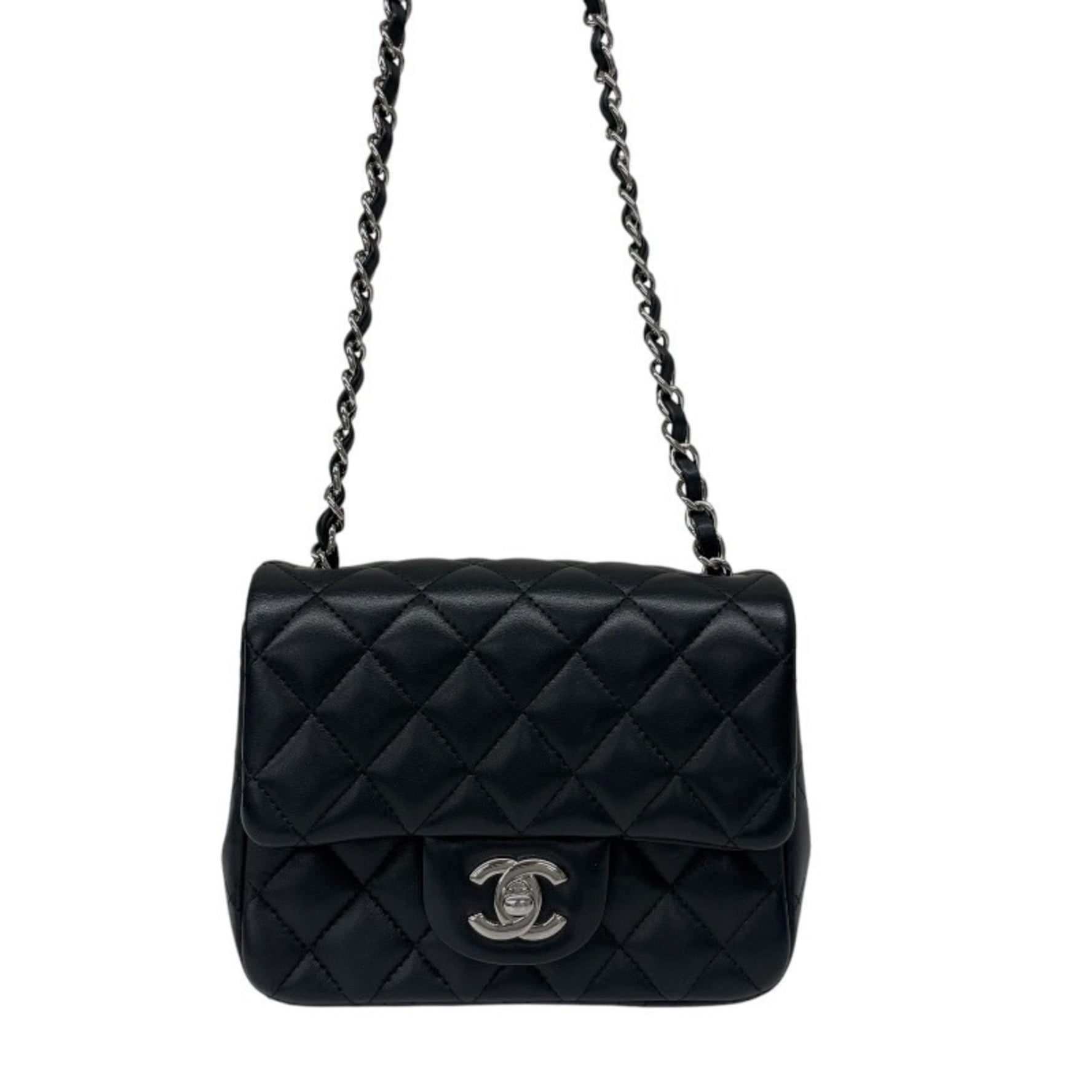 CHANEL Mini Matelasse Shoulder Bag, Lambskin, Chain Size 24