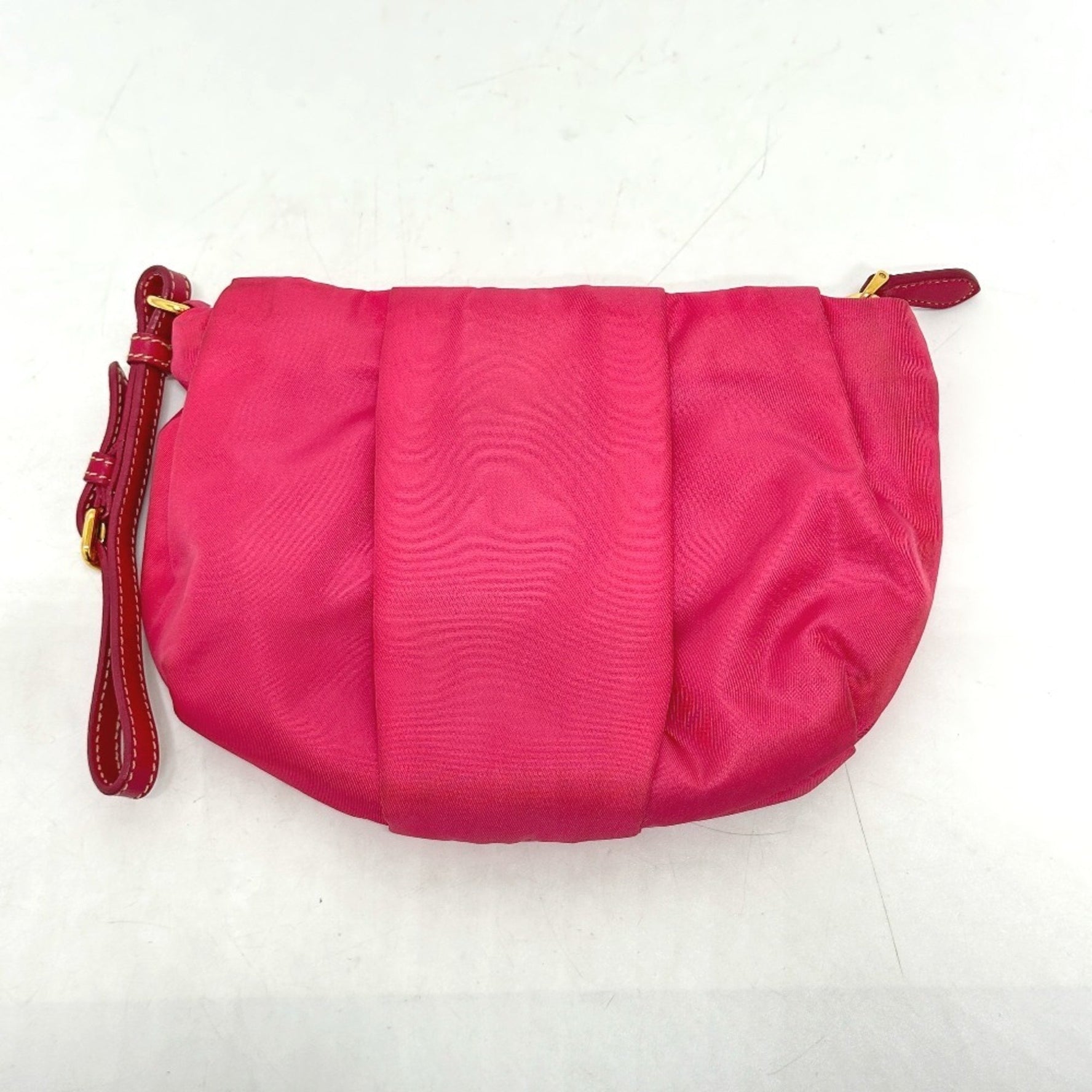 PRADA 1N1422 Logo Ribbon Small Items with Strap Multi-Pouch Storage Pouch Accessory Cosmetic Nylon Women's Pink