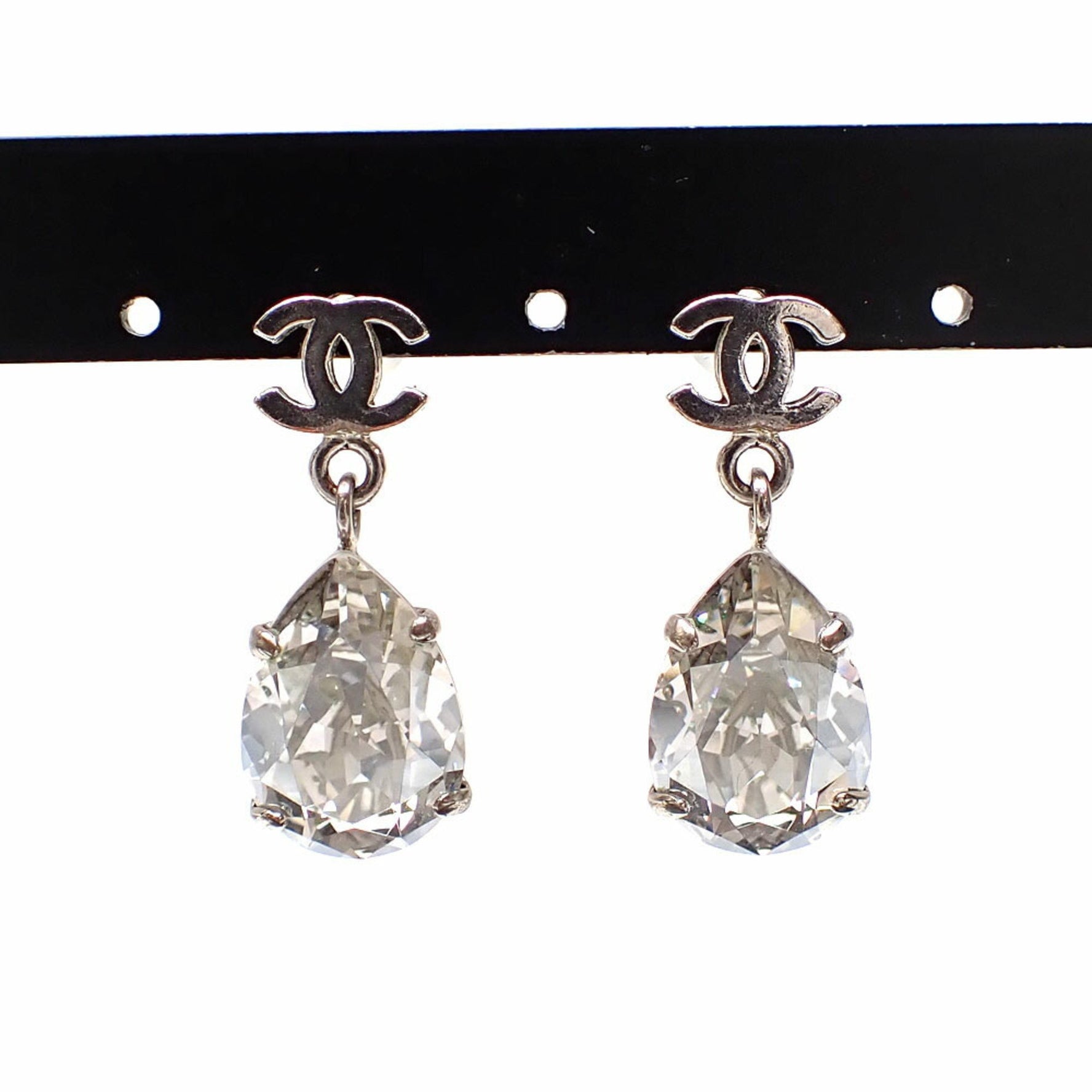 Chanel Coco Mark Earrings Metal and Crystal, Drop