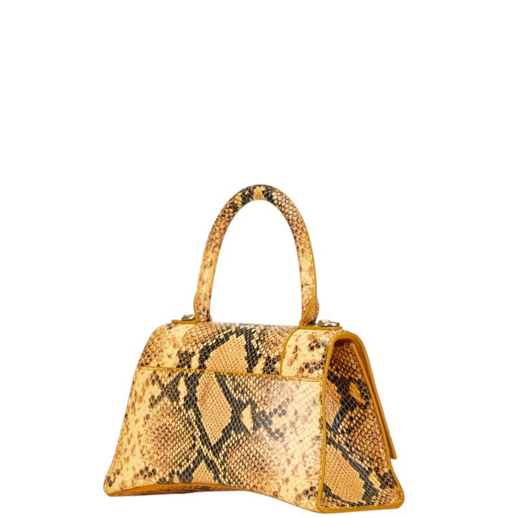 Balenciaga Hourglass Small Python Embossed Handbag Shoulder Bag 2WAY Yellow Black Leather Women's BALENCIAGA