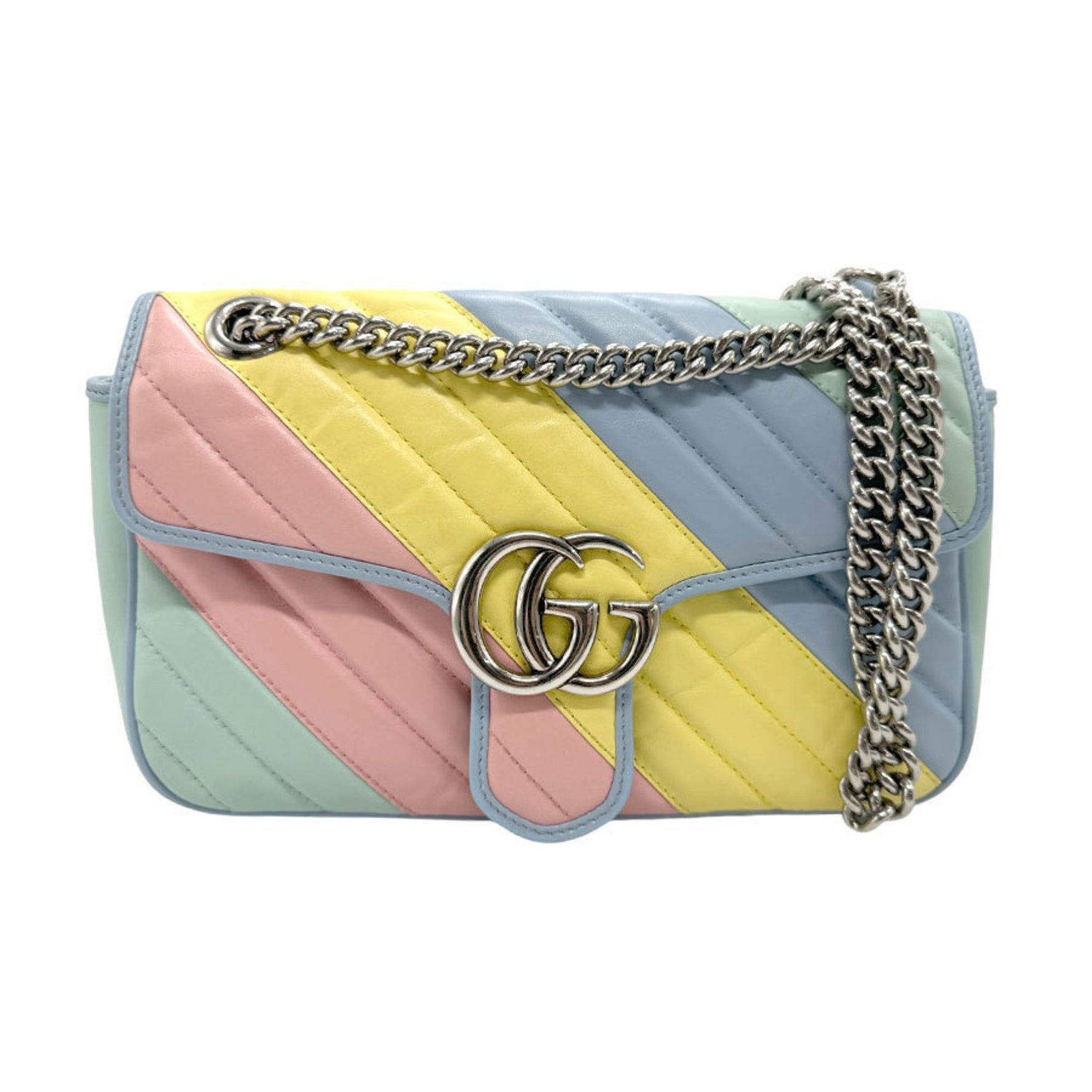 GUCCI Shoulder Bag GG Marmont Leather Multicolor Silver