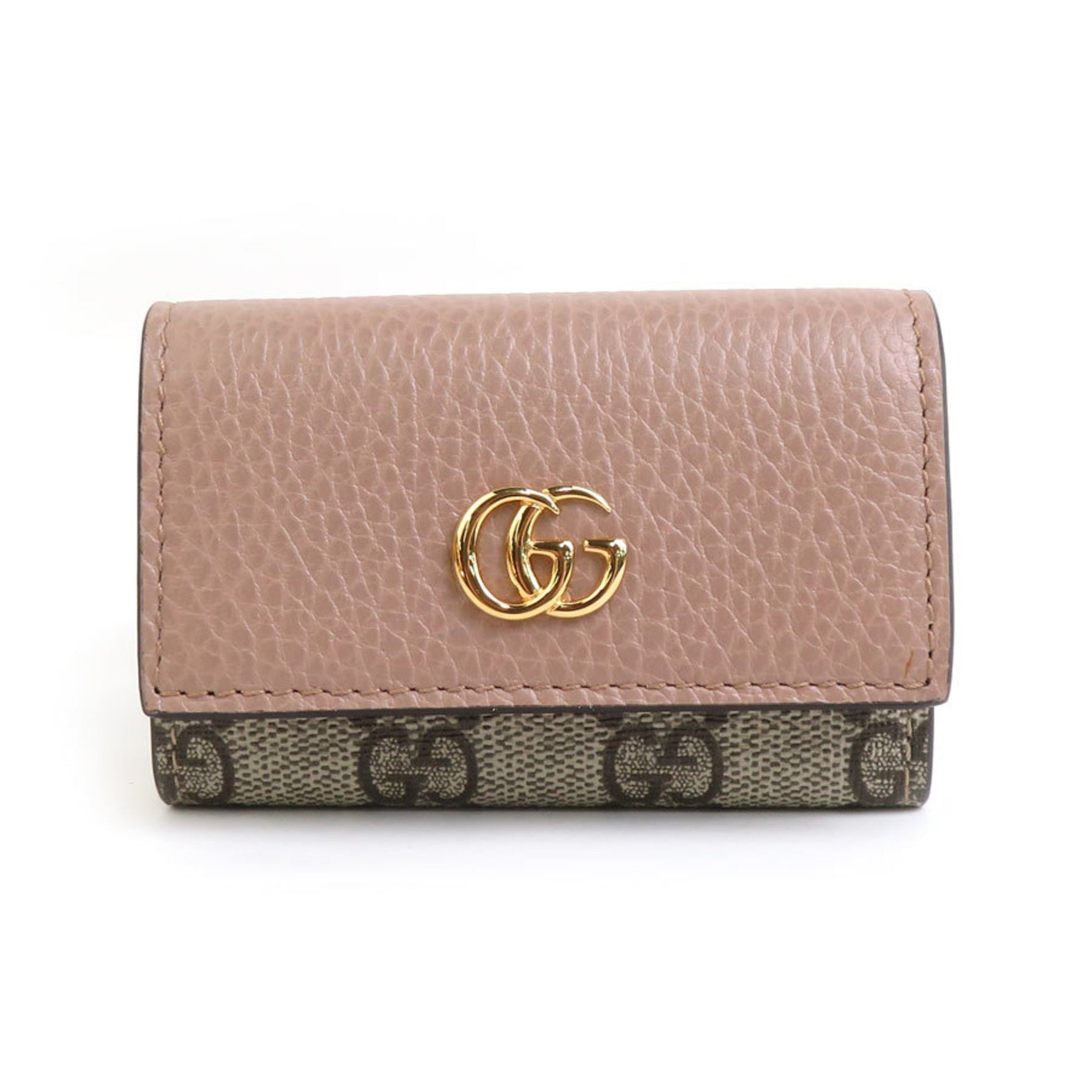 GUCCI Key Case GG Marmont Supreme Canvas Leather Pink x Brown Men's Women's h30848f