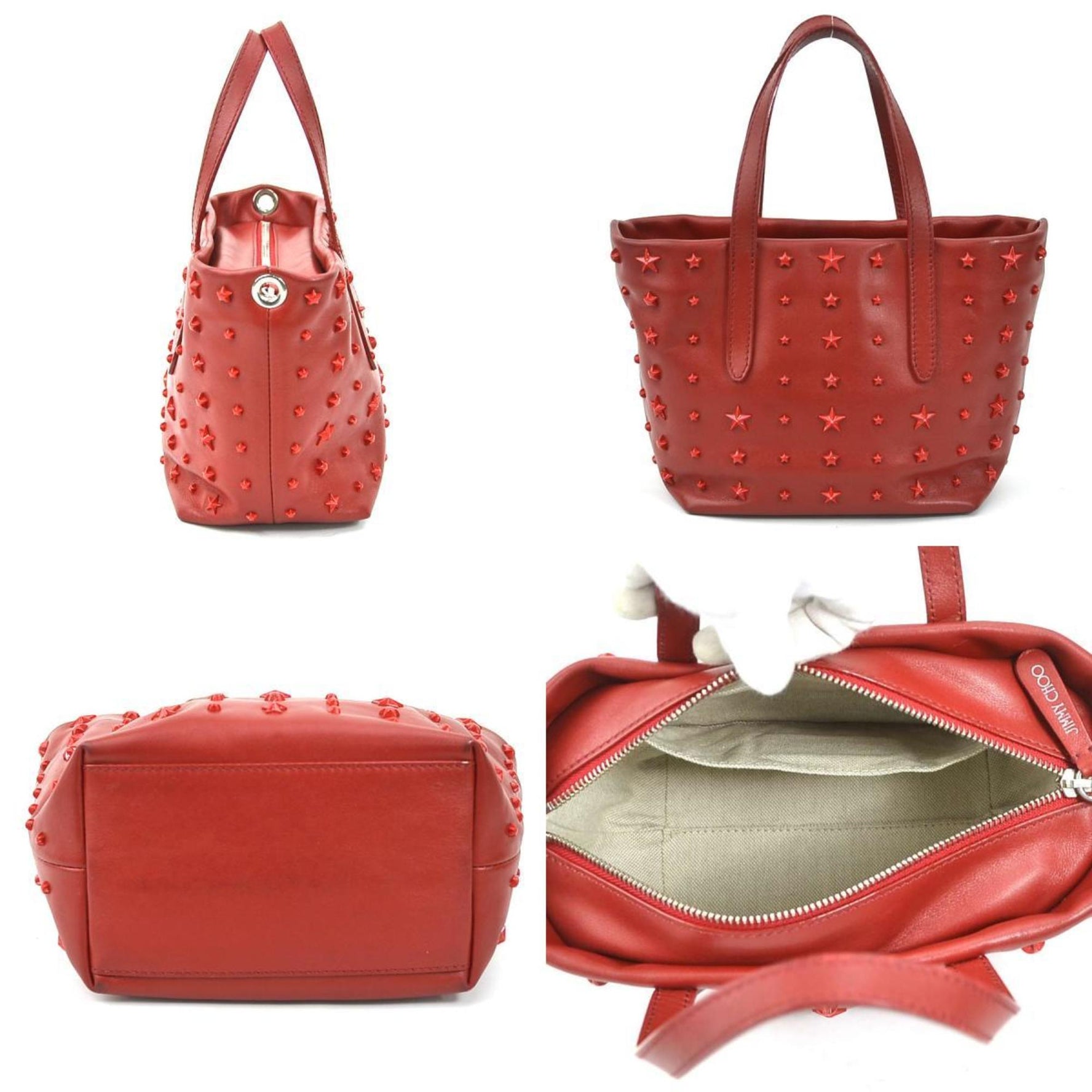 Jimmy Choo Handbag Shoulder Bag Leather Red Ladies