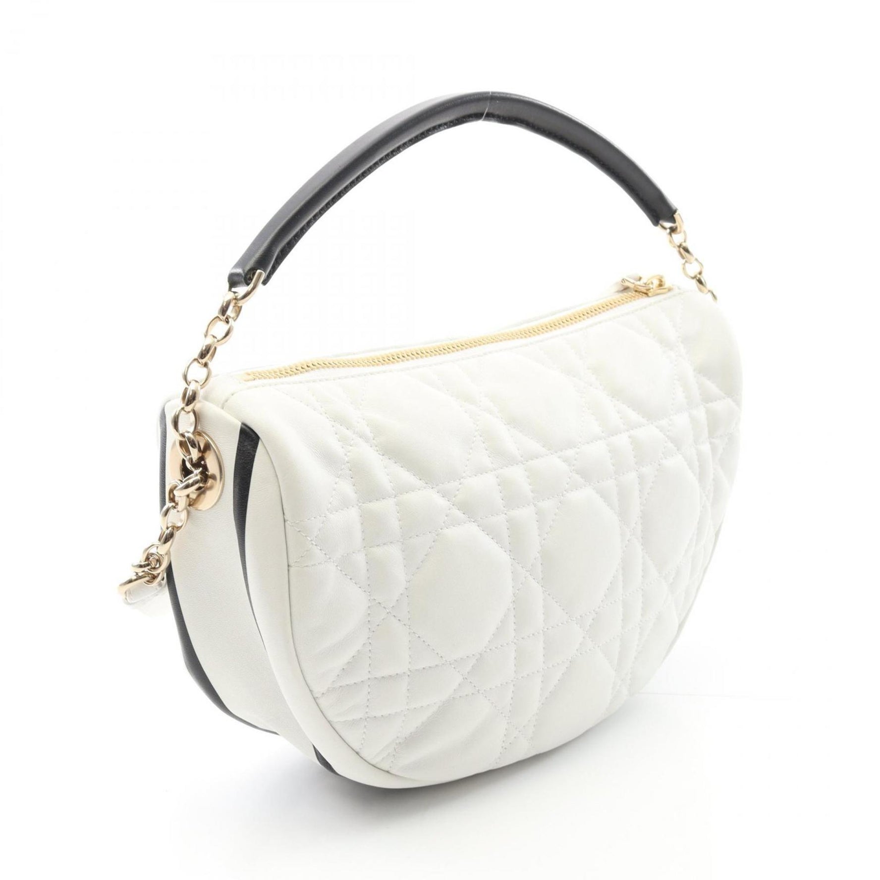 Christian Dior Dior VIBE Medium Hobo Cannage Leather Handbag, White/Black