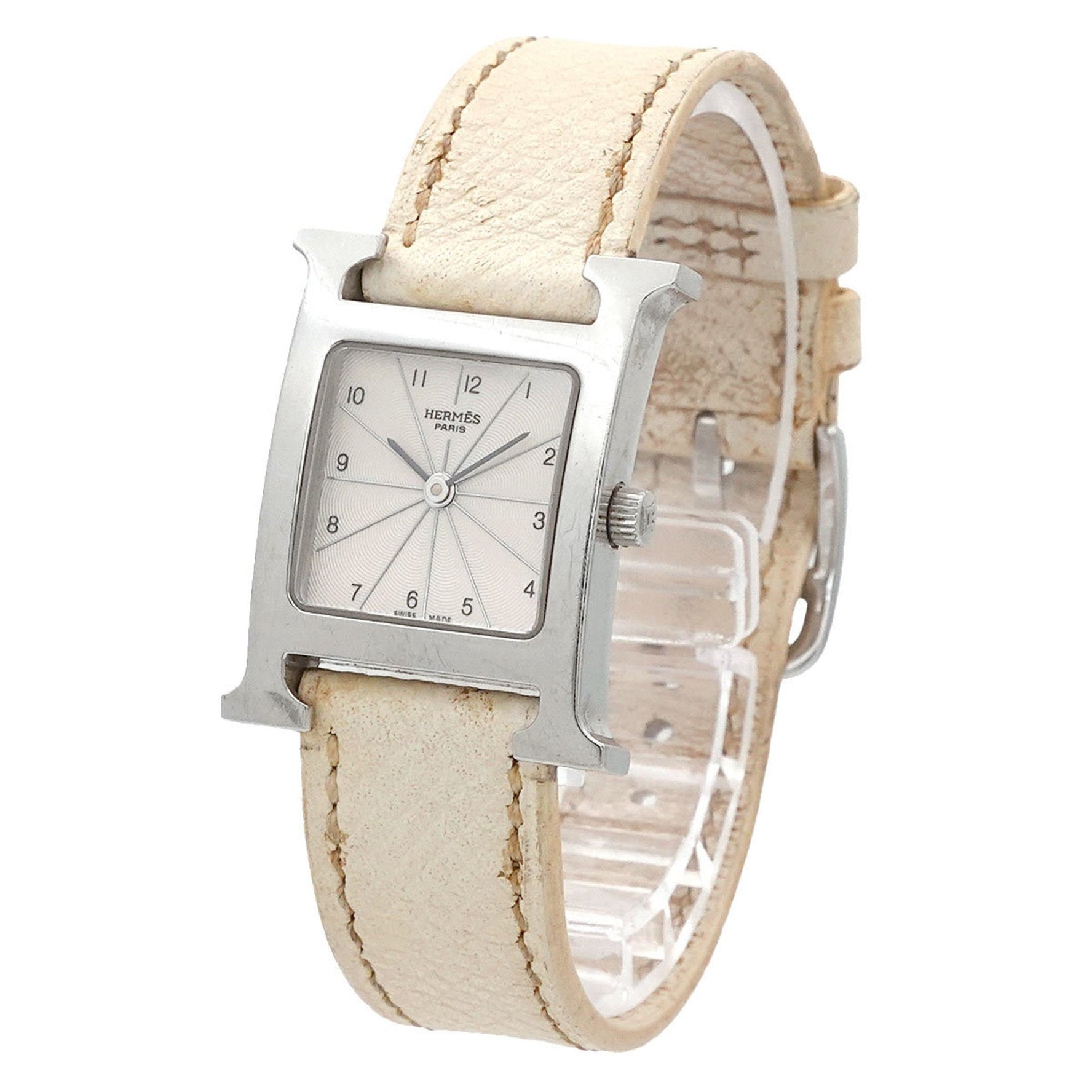 Hermès H Watch 210 Silver and White Quartz