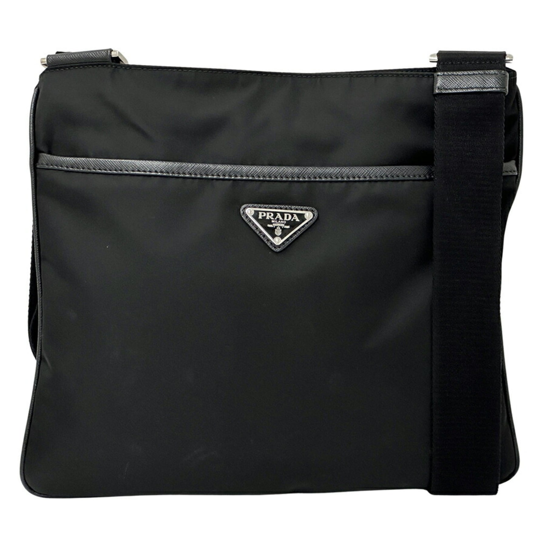 Prada Tessuto NERO Square Shoulder Bag in Black Saffiano Nylon (2VH053) for Men and Women