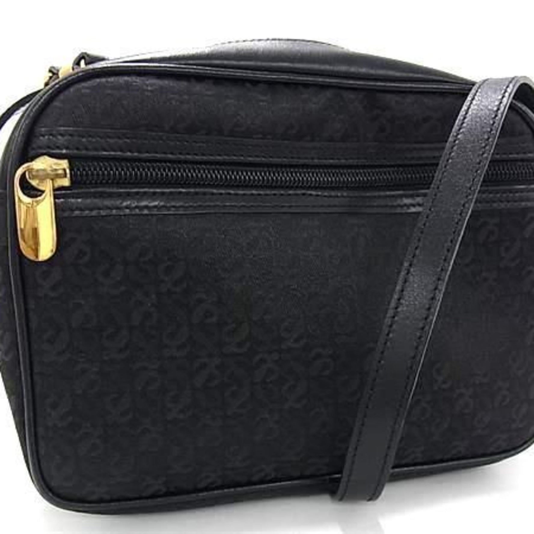 LOEWE Anagram Shoulder Bag/Crossbody Bag - Black Canvas and Leather Women's Pochette