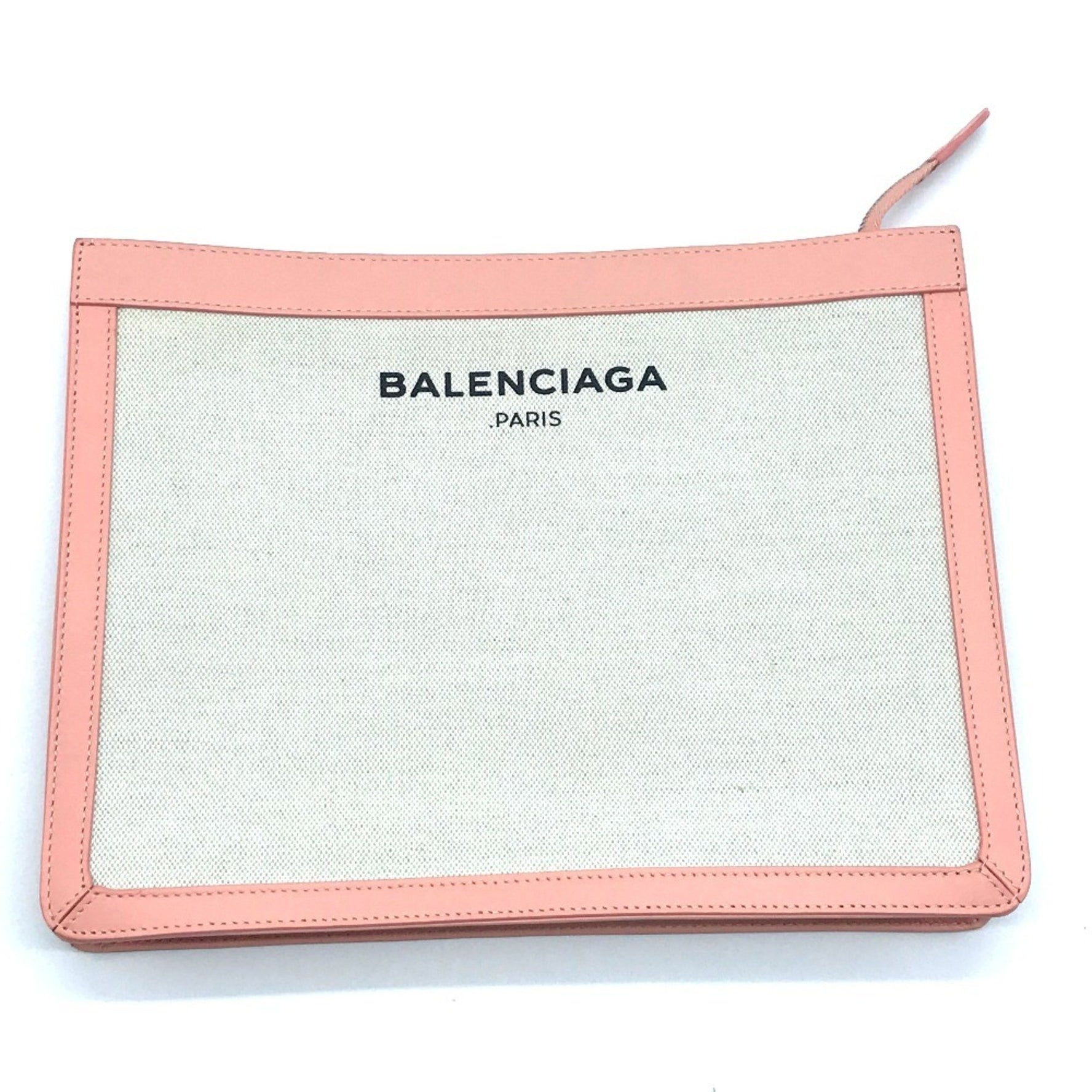 BALENCIAGA Men's/Women's Second Bag/Clutch Bag, Canvas/Leather, Unisex, Natural/Pink