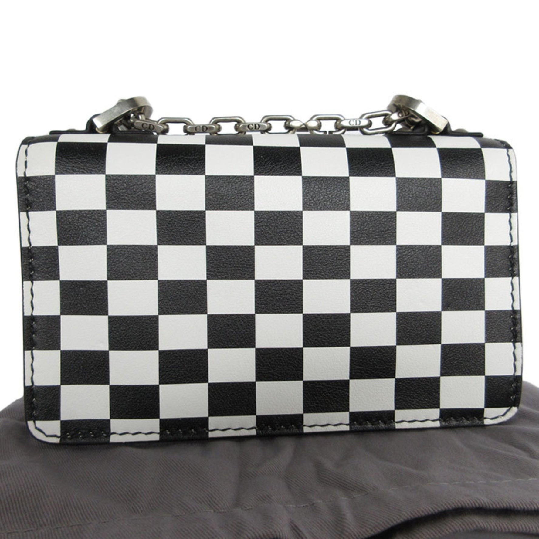 Christian Dior Shoulder Bag JA DIOR Leather Black x White