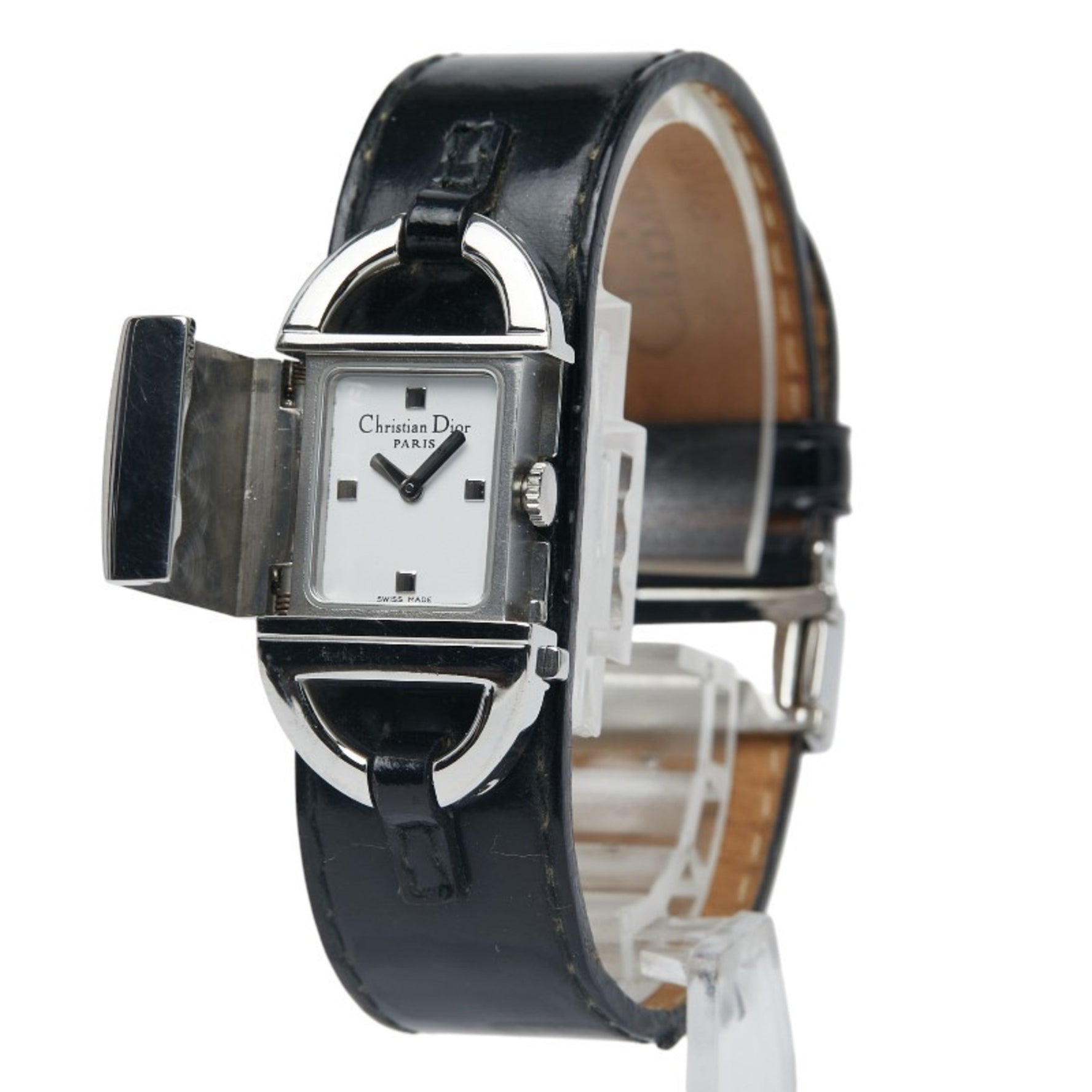 Dior Pandiora Quartz Watch, White Dial, Stainless Steel, Leather