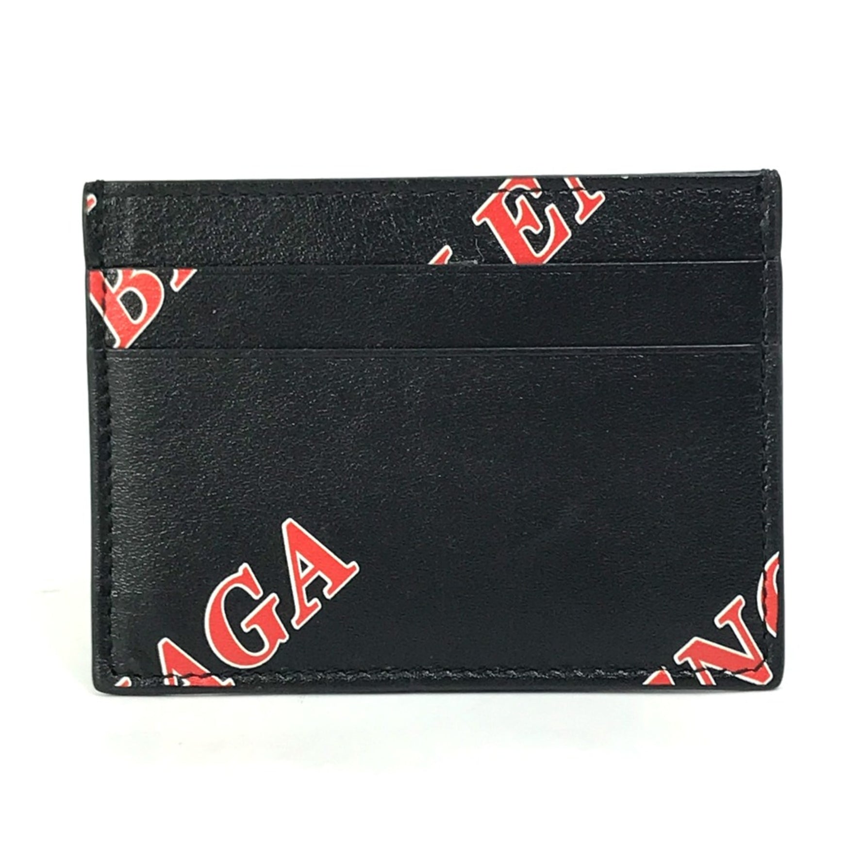 Balenciaga Logo print name card holder Card Case Black