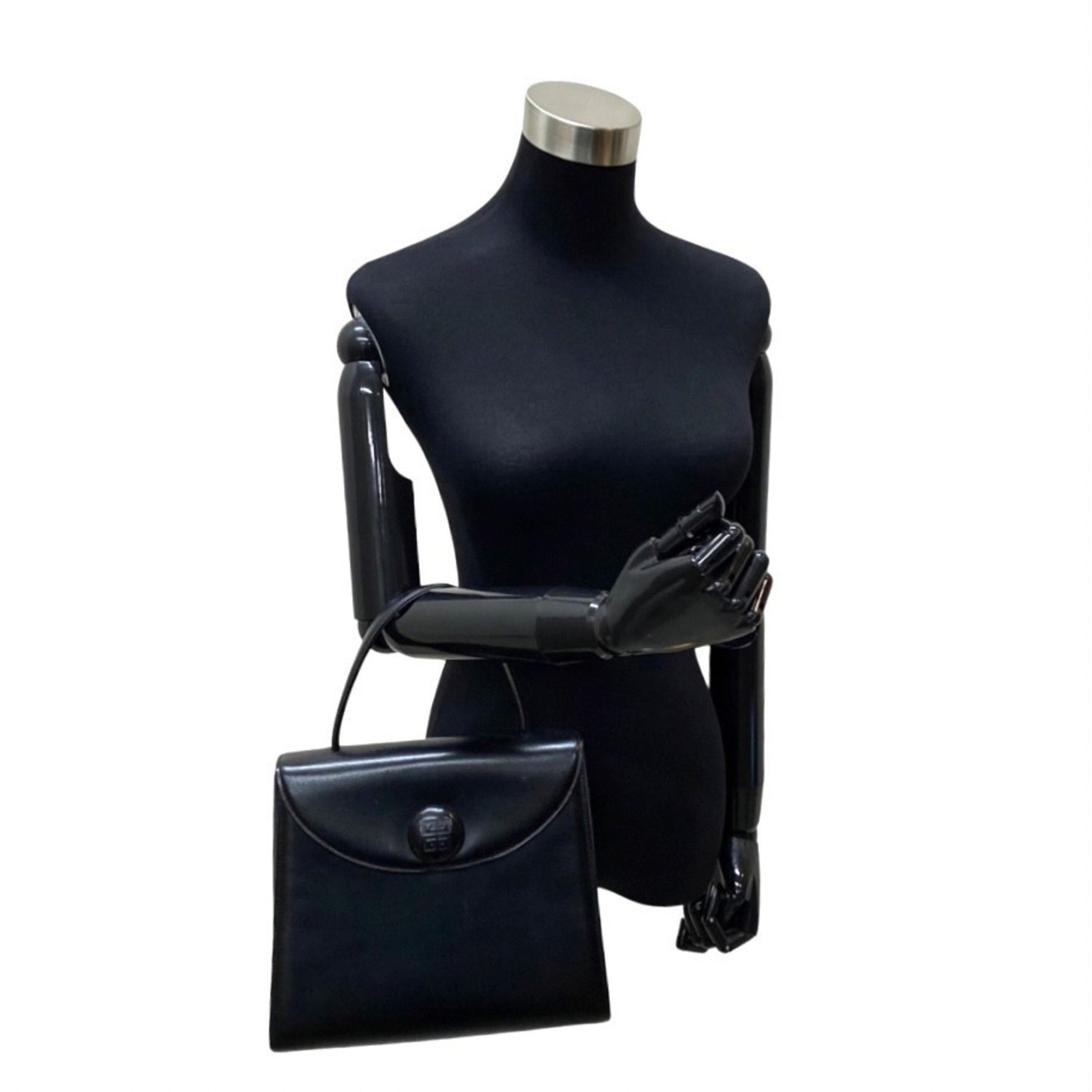 GIVENCHY logo metal fittings leather genuine handbag mini tote bag black