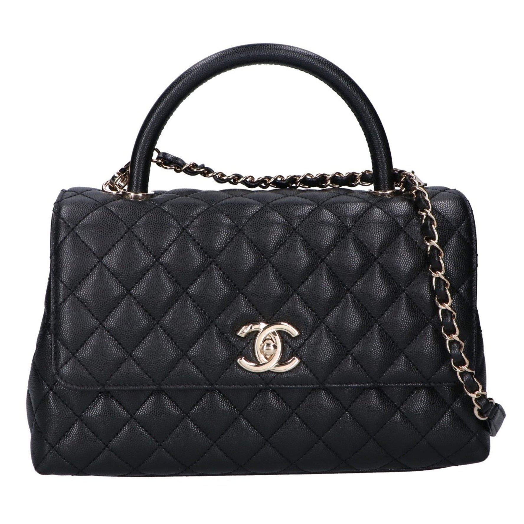 CHANEL Caviar Leather Bag with Gold Hardware and Coco Handles, Size 29, Shoulder Bag, Handbag, GD Hardware