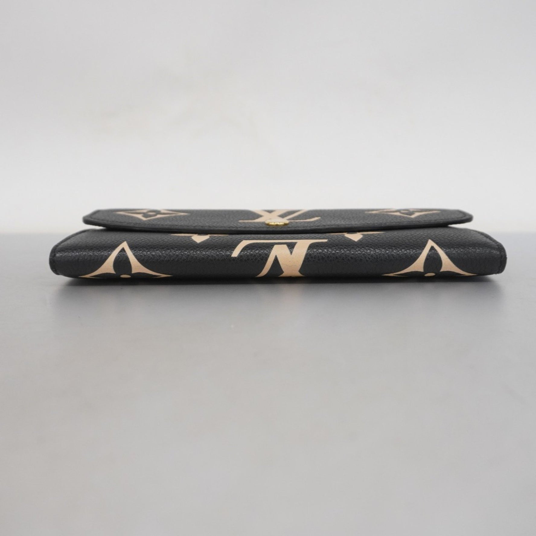Louis Vuitton Monogram Empreinte Two-Tone Portefeuille Emilie Wallet M83138 Black/Beige Women's