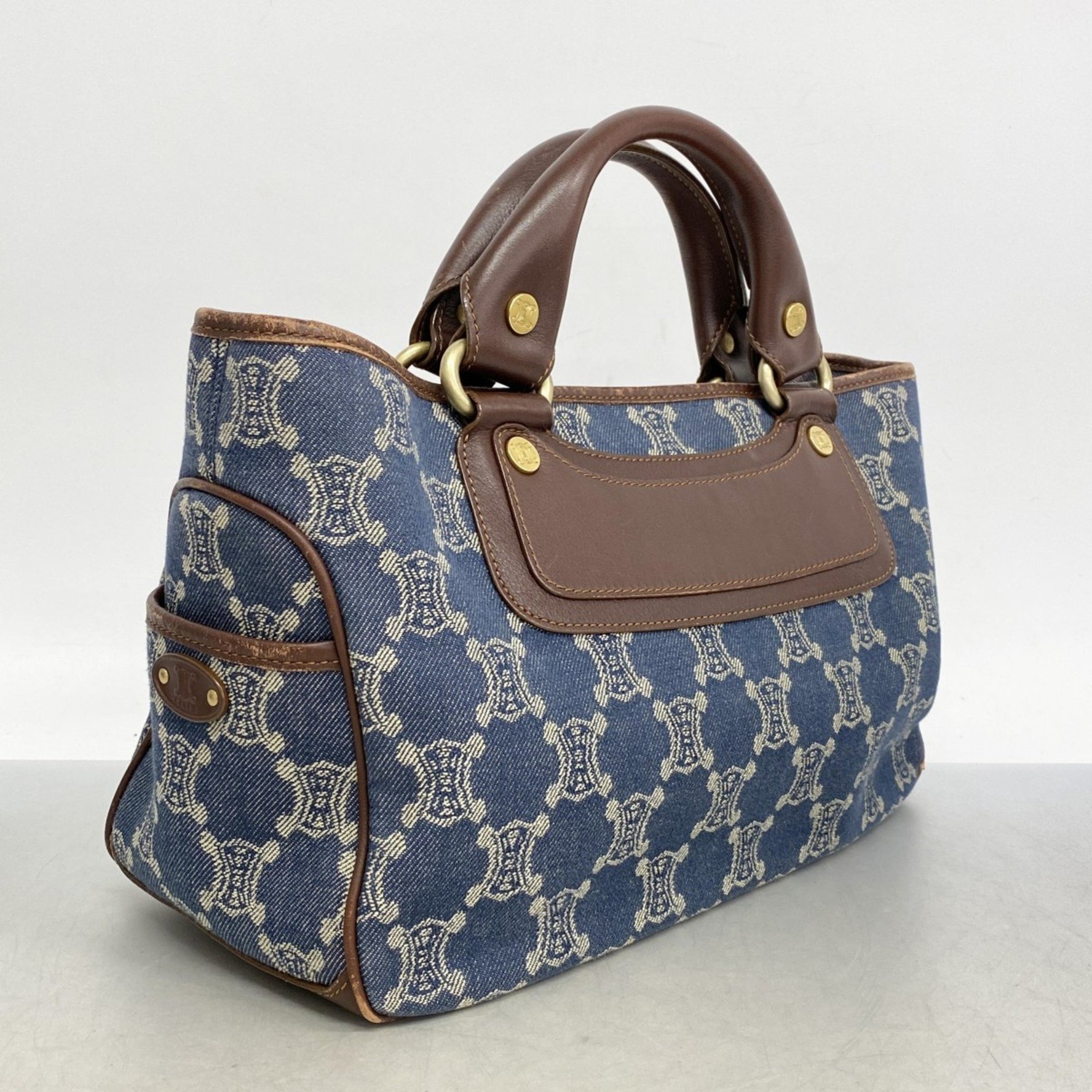 Celine Macadam Boogie Denim Handbag in Blue and Brown for Women