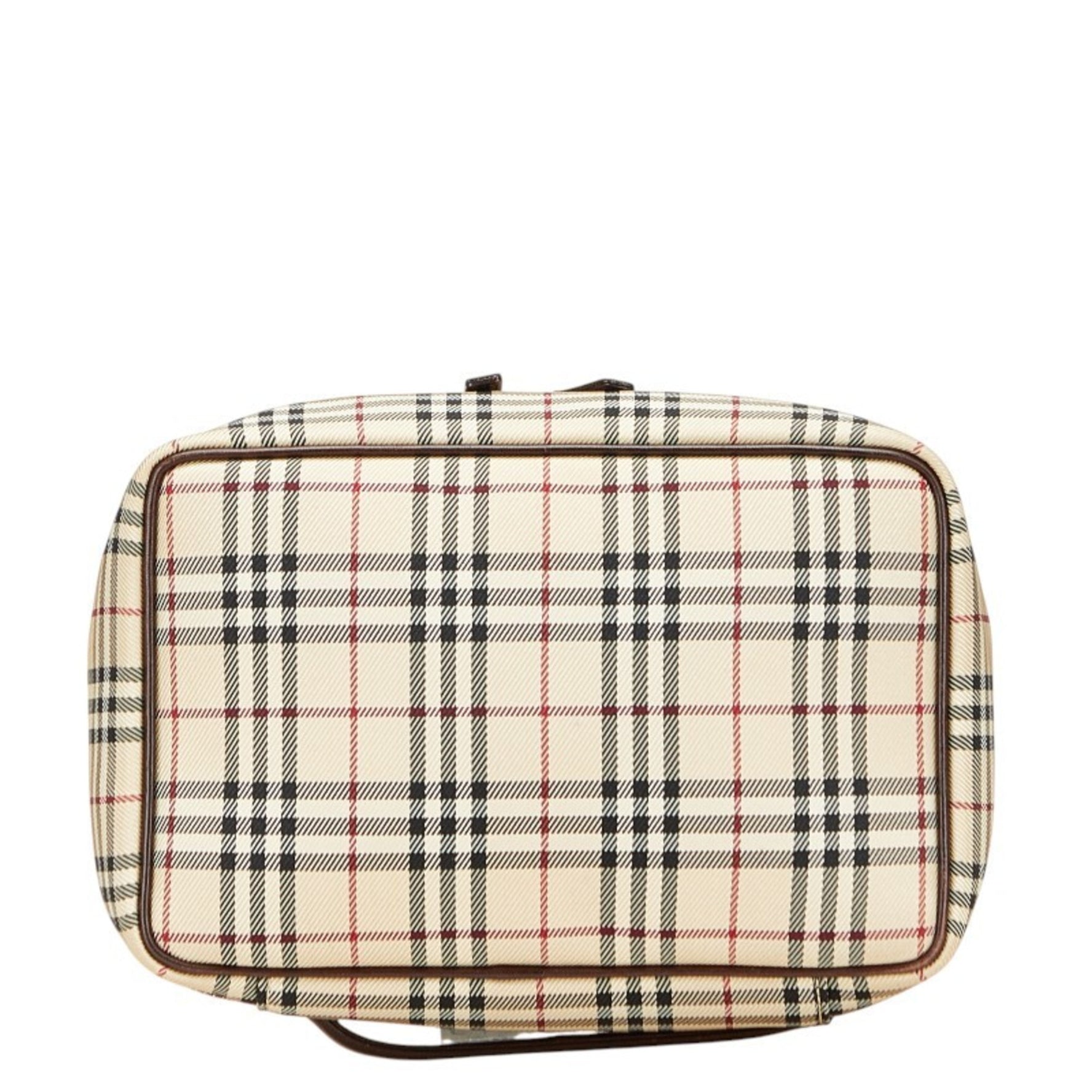 Burberry Nova Check Handbag/Cosmetic Pouch in Beige and Multicolor Canvas Leather.
