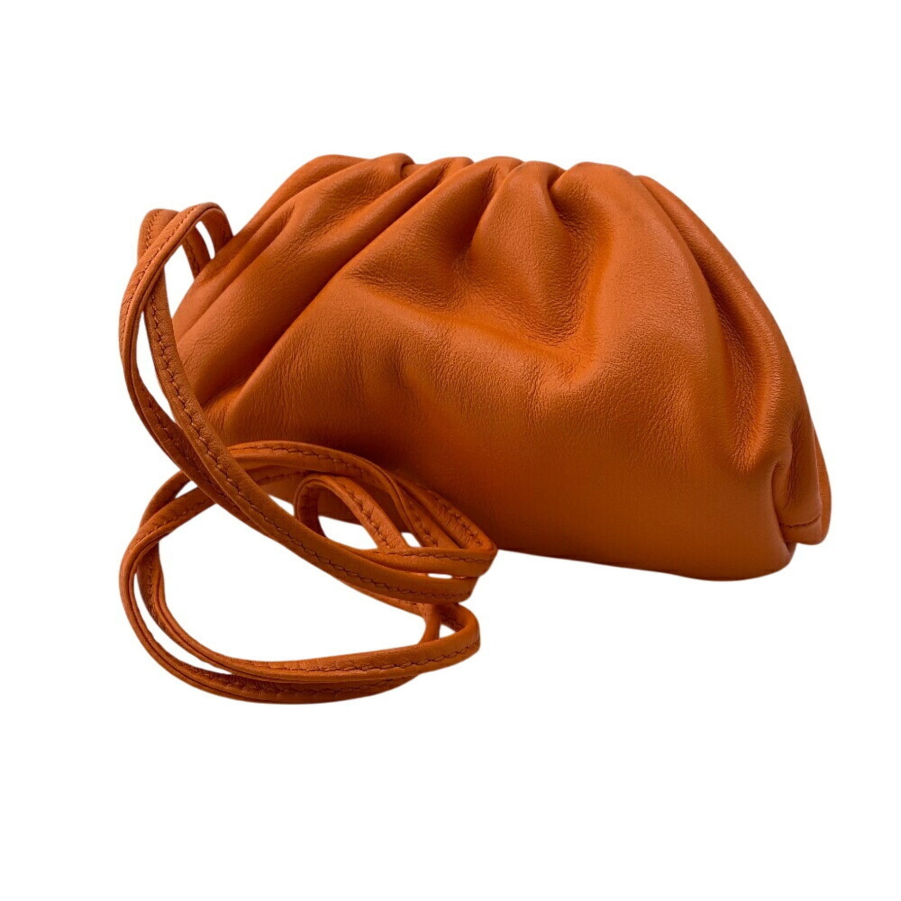 BOTTEGA VENETA The Pouch Leather Wallet/Coin Case Wallet Coin Purse Pocket Card Bifold Women Men Orange