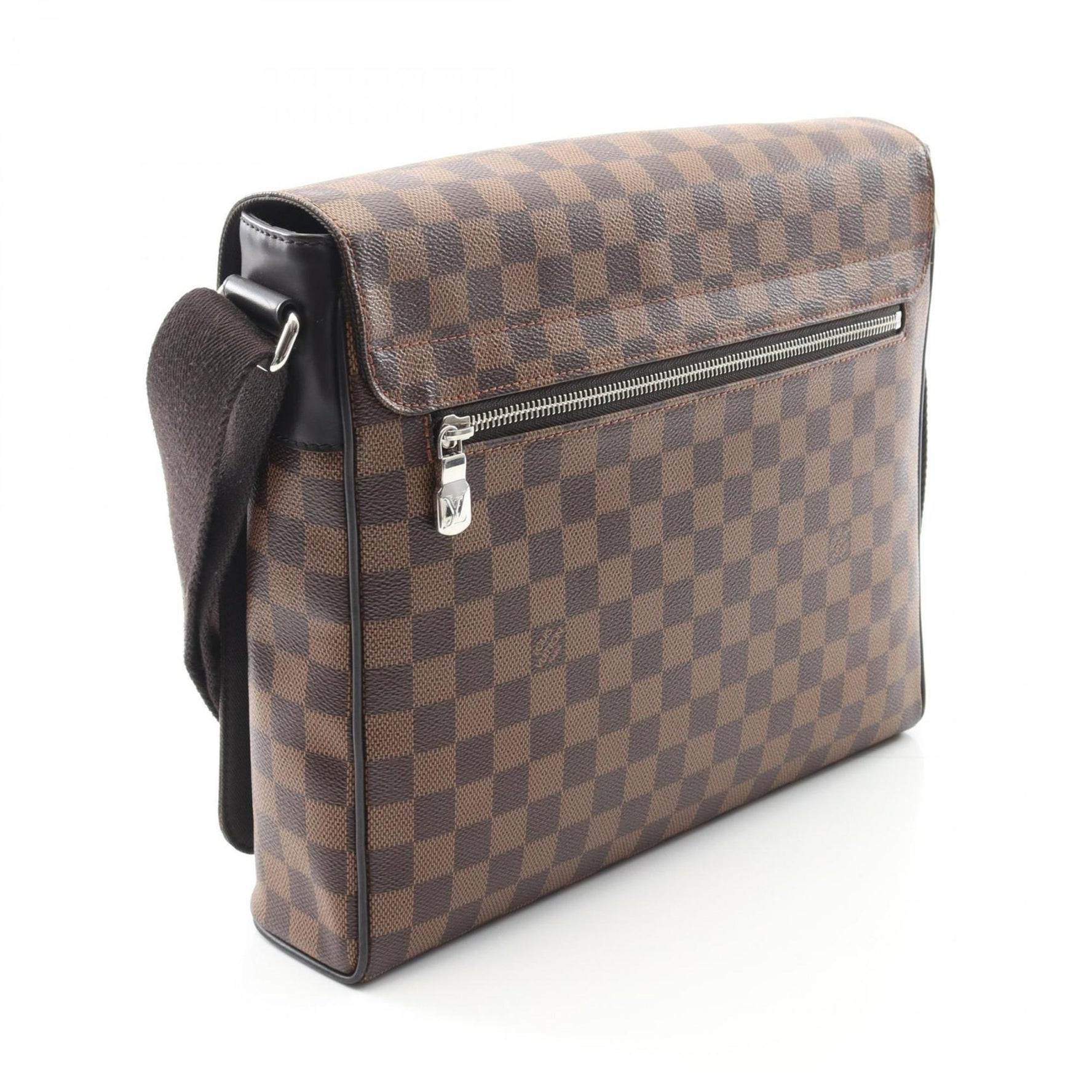 Louis Vuitton District MM NM Shoulder Bag, Coated Canvas and Leather with Damier Print, Brown