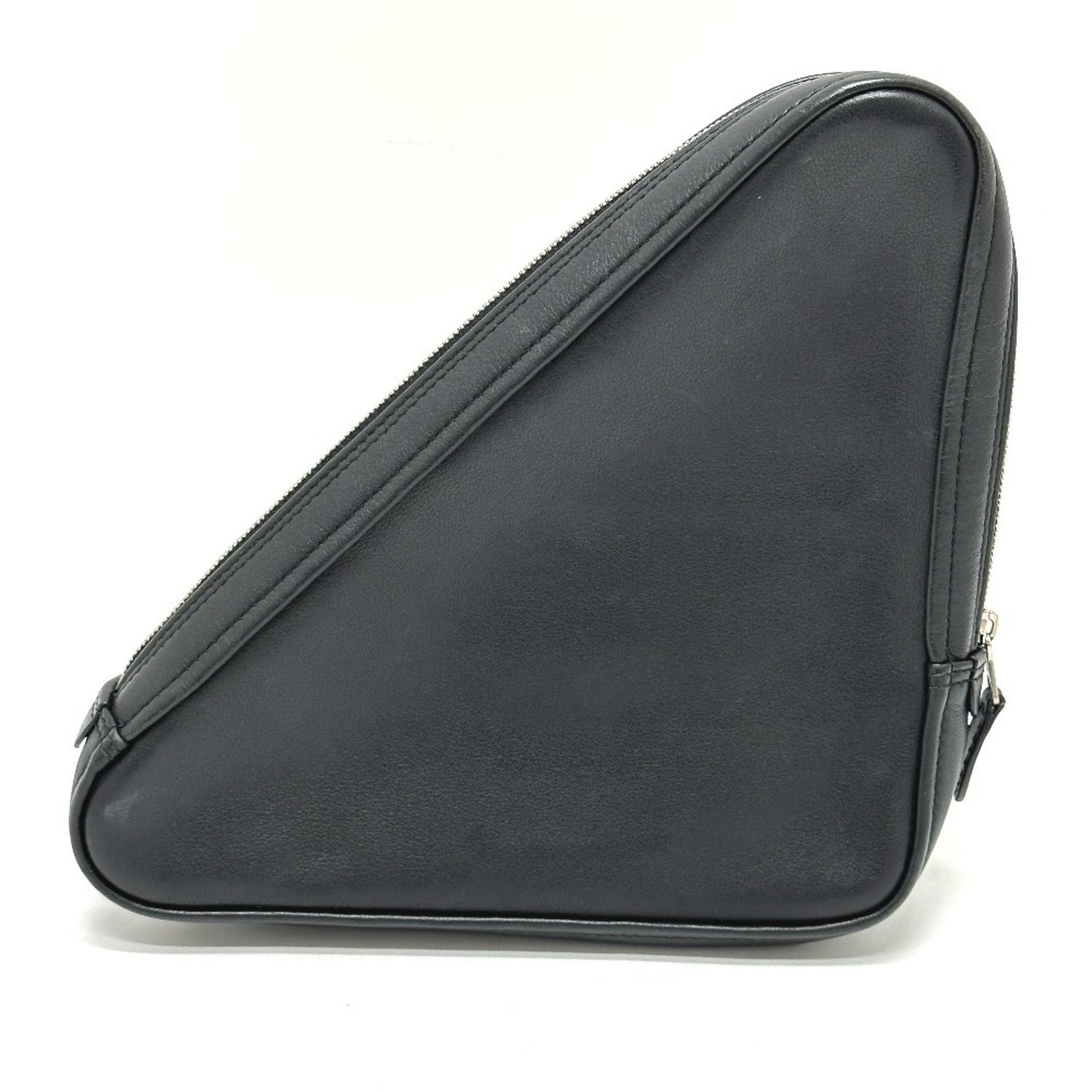 BALENCIAGA Triangle Clutch Bag/Pouch in Leather, Men's, Black
