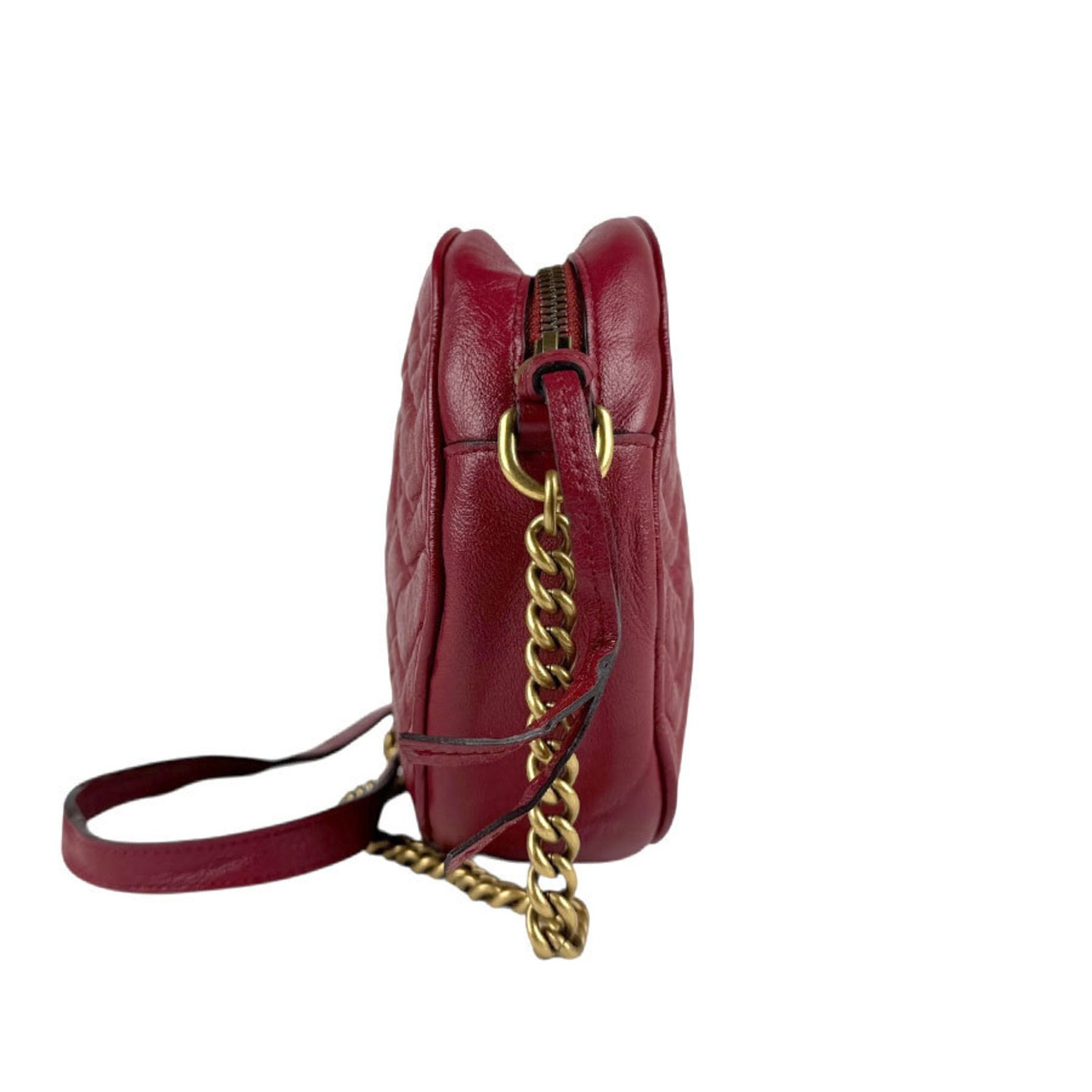 GUCCI Shoulder Bag GG Marmont Leather Red Women's z5251