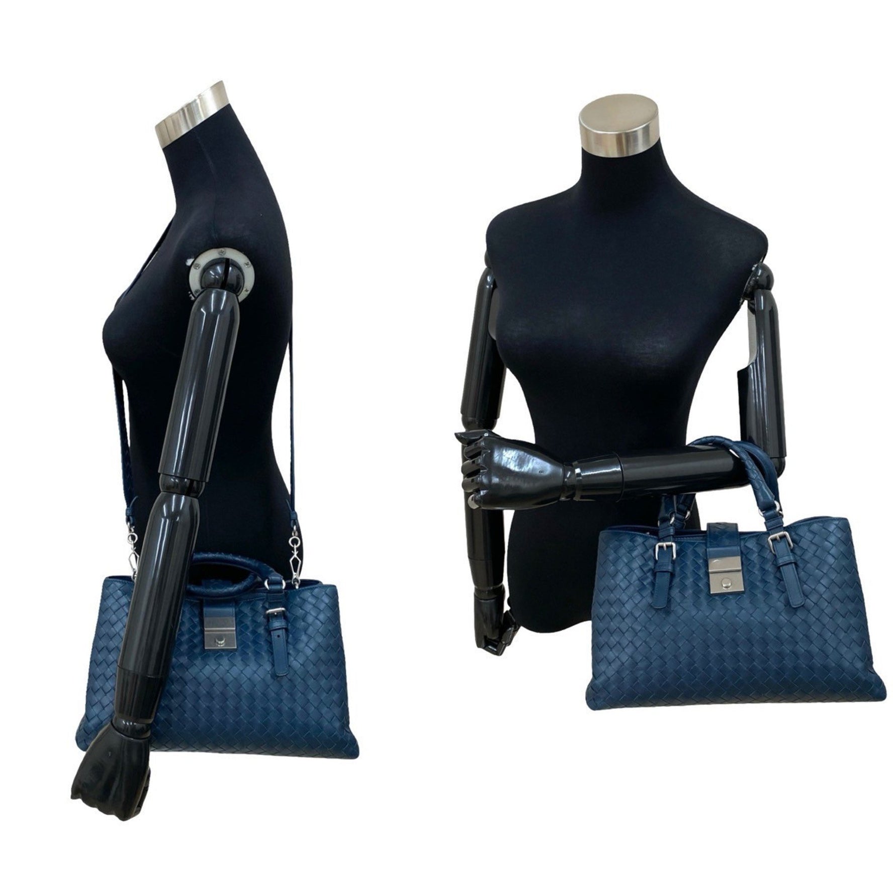 BOTTEGA VENETA Intrecciato Leather Handbag/Shoulder Bag, Blue, 919-1