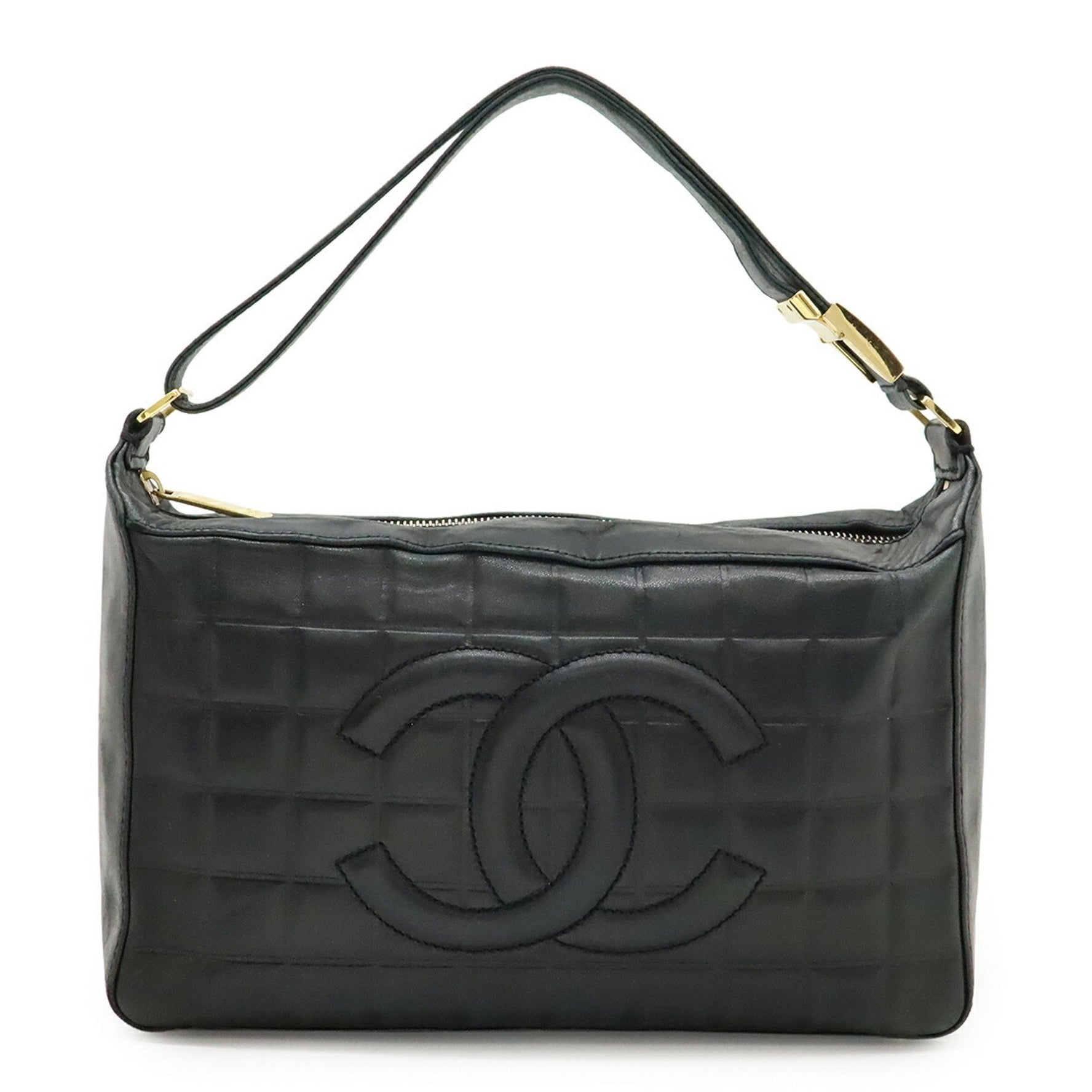CHANEL Chocobar Coco Mark Shoulder Bag Handbag Lambskin Leather