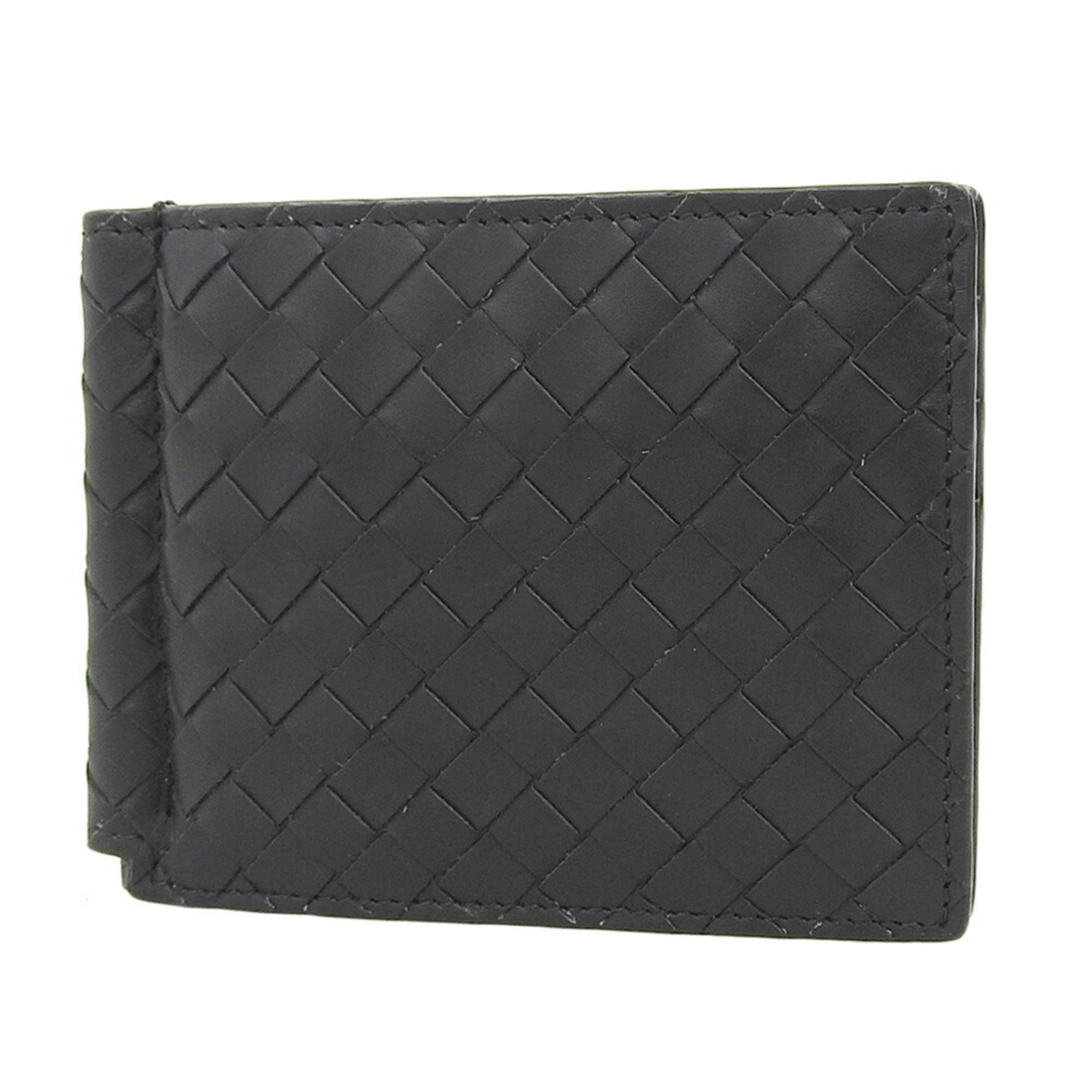 BOTTEGA VENETA Intrecciato Money Clip Bi-fold Wallet Leather
