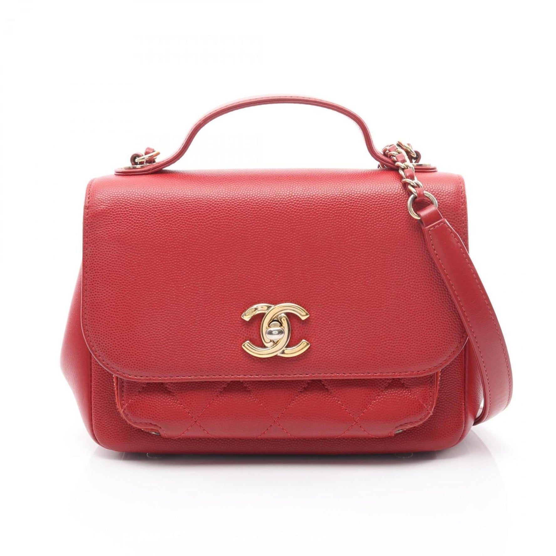 CHANEL Business Affinity Matelasse Shoulder Bag in Grained Calfskin Caviar, Red