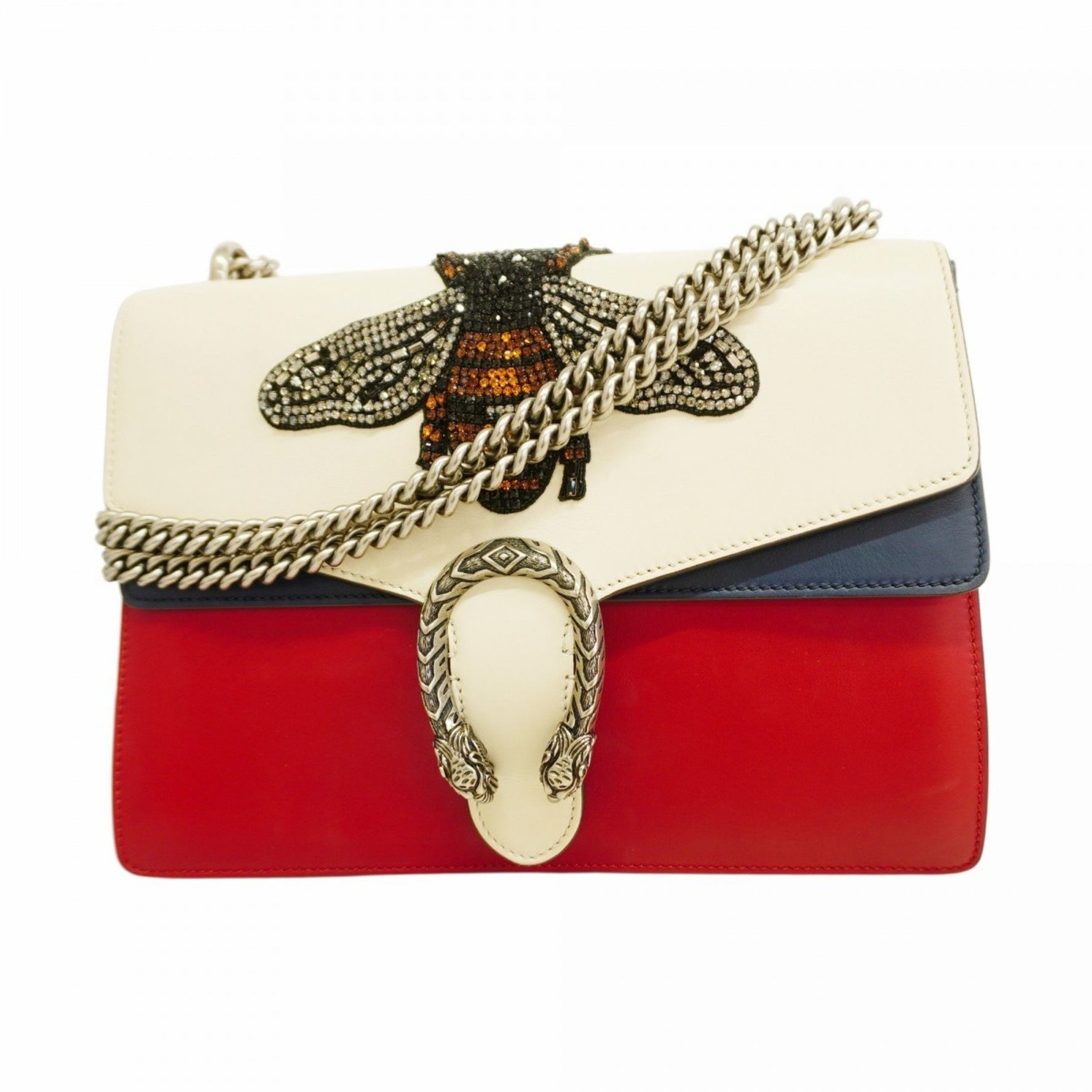 Gucci Dionysus Shoulder Bag Leather White Red Navy