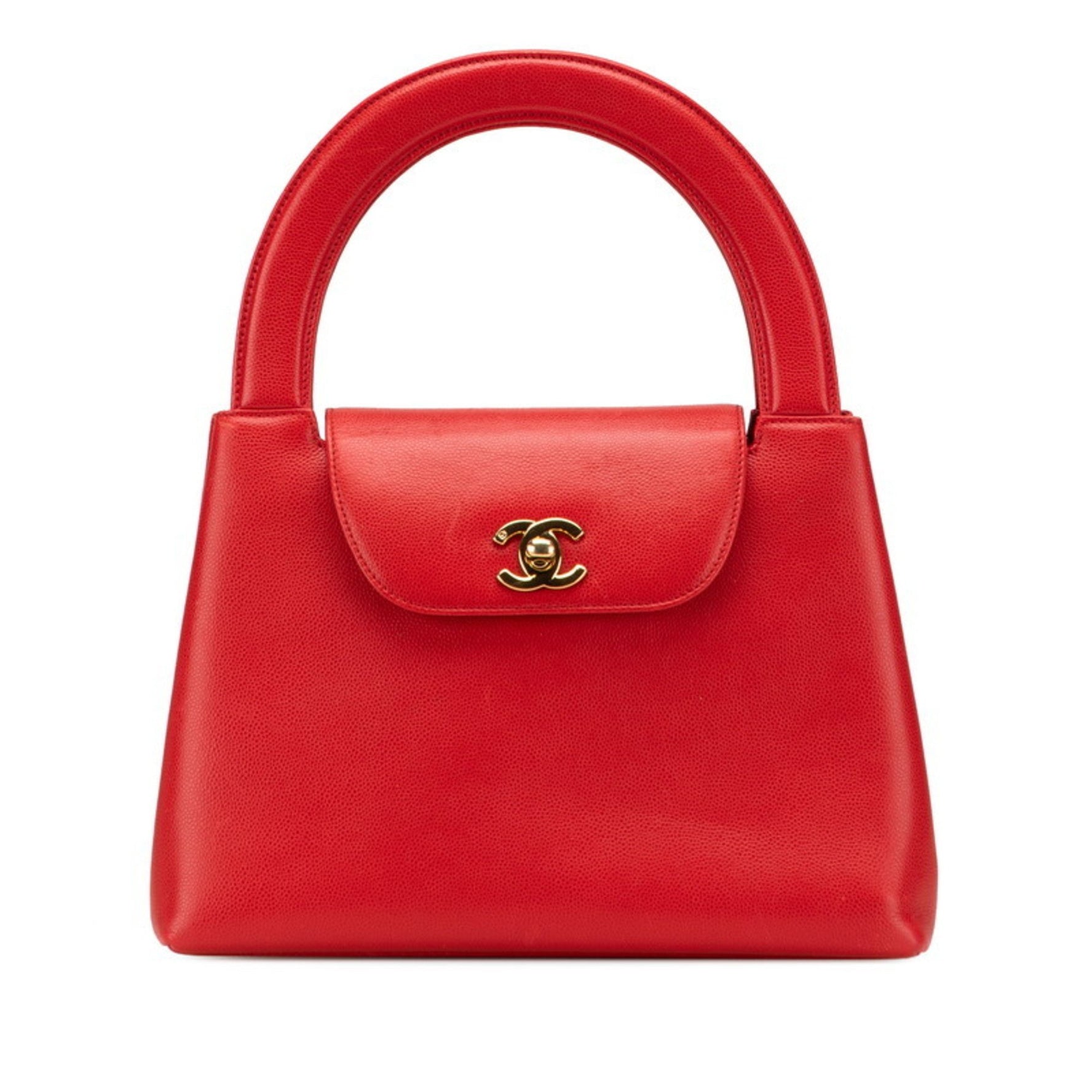 CHANEL Coco Mark Handbag Red Caviar Skin