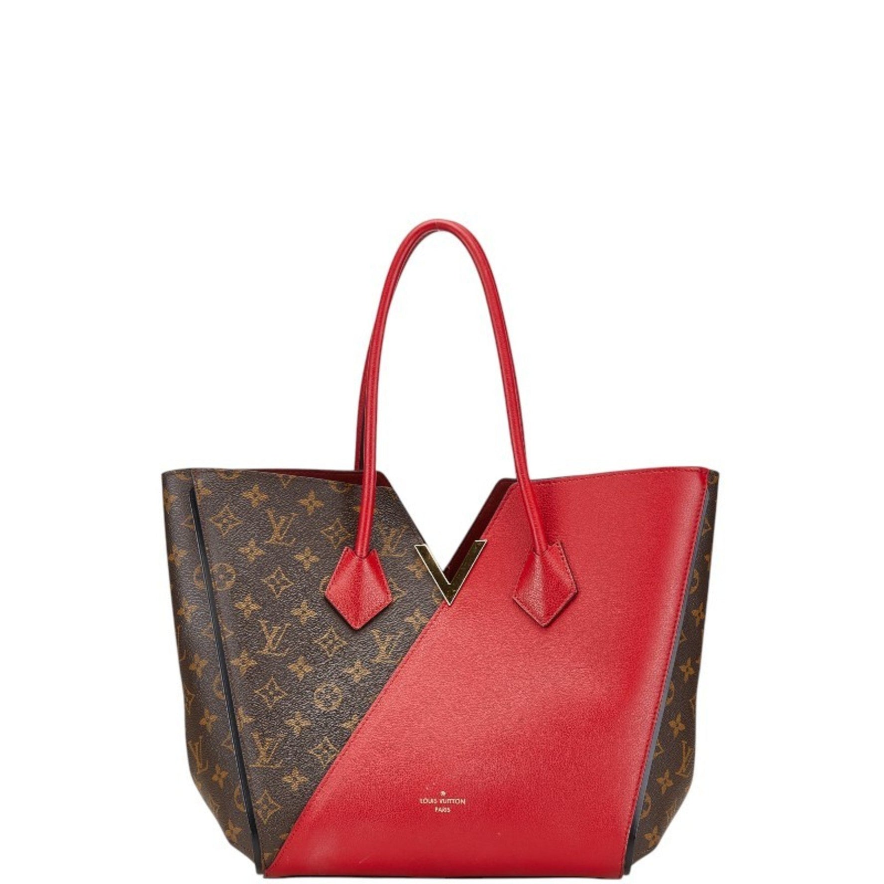Louis Vuitton Monogram Kimono MM Tote Bag Shoulder Cerise Red Brown PVC Leather