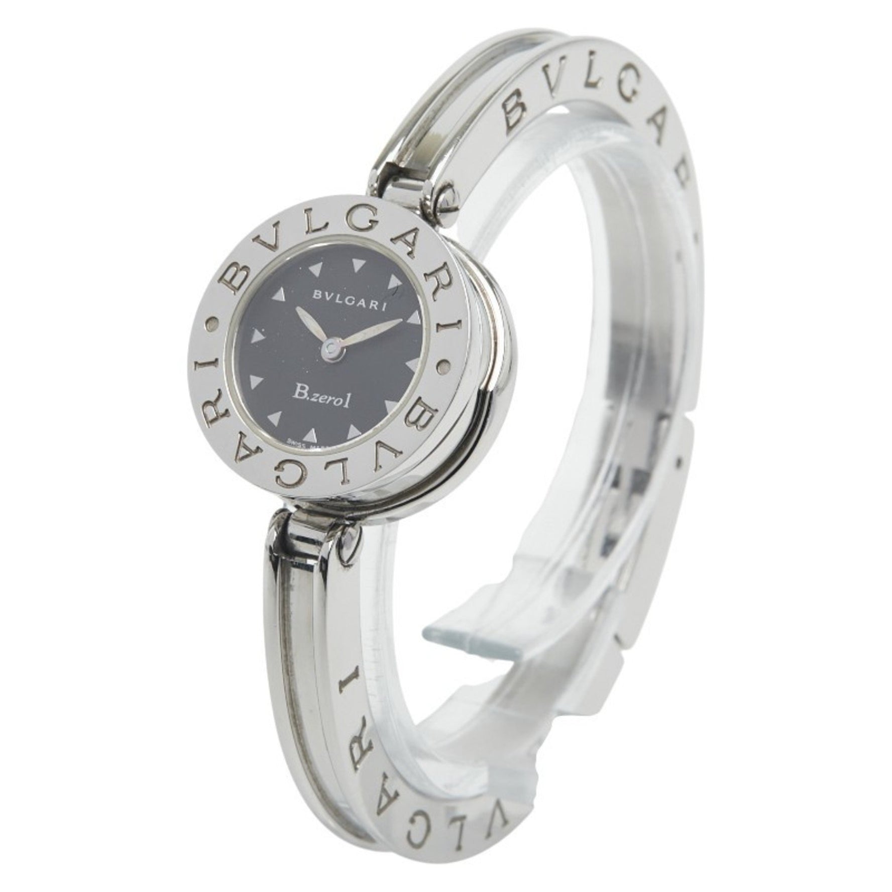 BVLGARI Bangle Watch Quartz Black Dial Stainless Steel