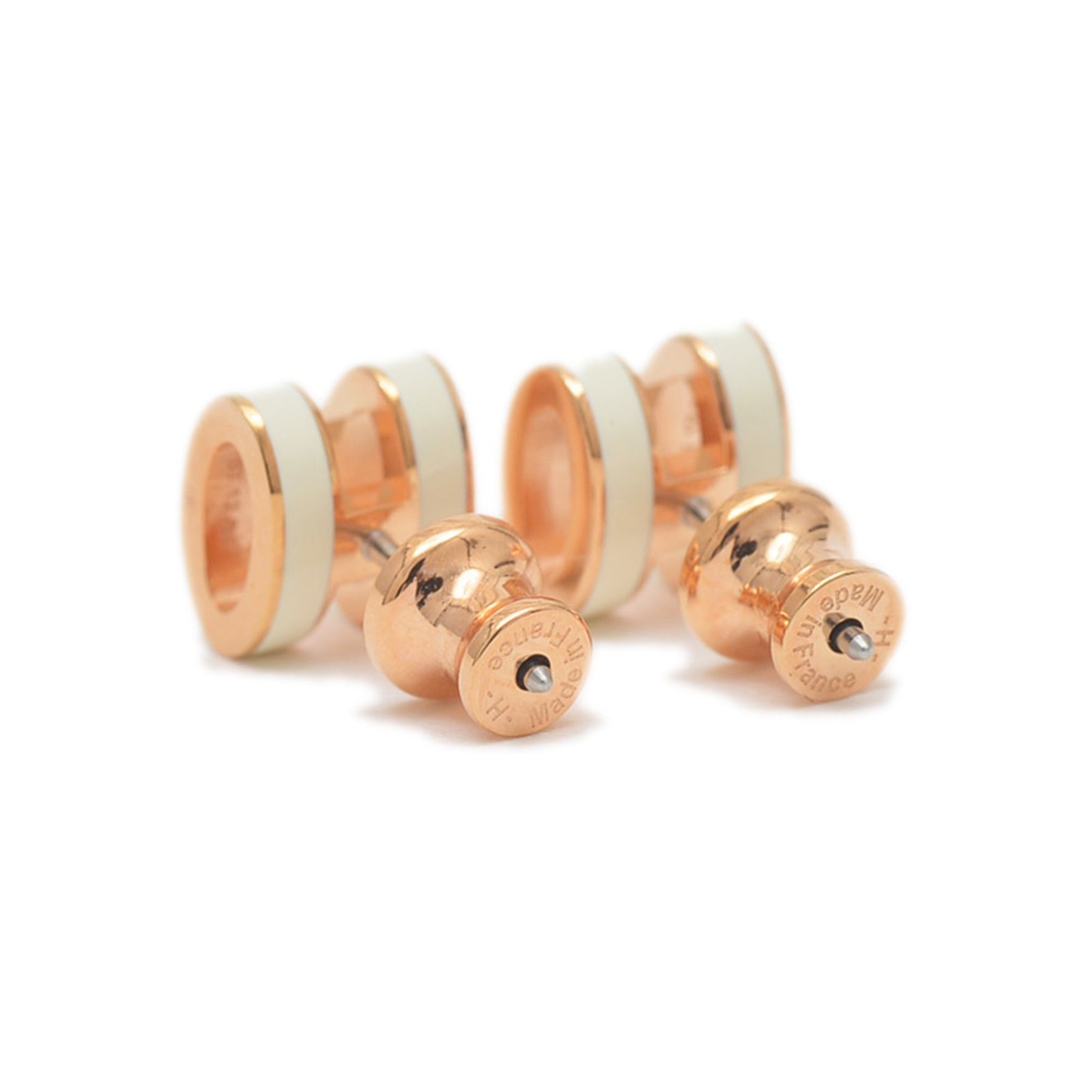 Hermes Hermès Pop Ash Mini Earrings in White with Rose Gold Hardware, BP