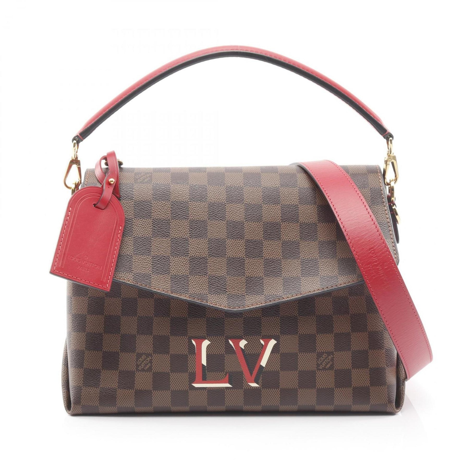Louis Vuitton Bobur Damier Ebene Scarlet Handbag, Coated Canvas and Leather, Brown Bordeaux