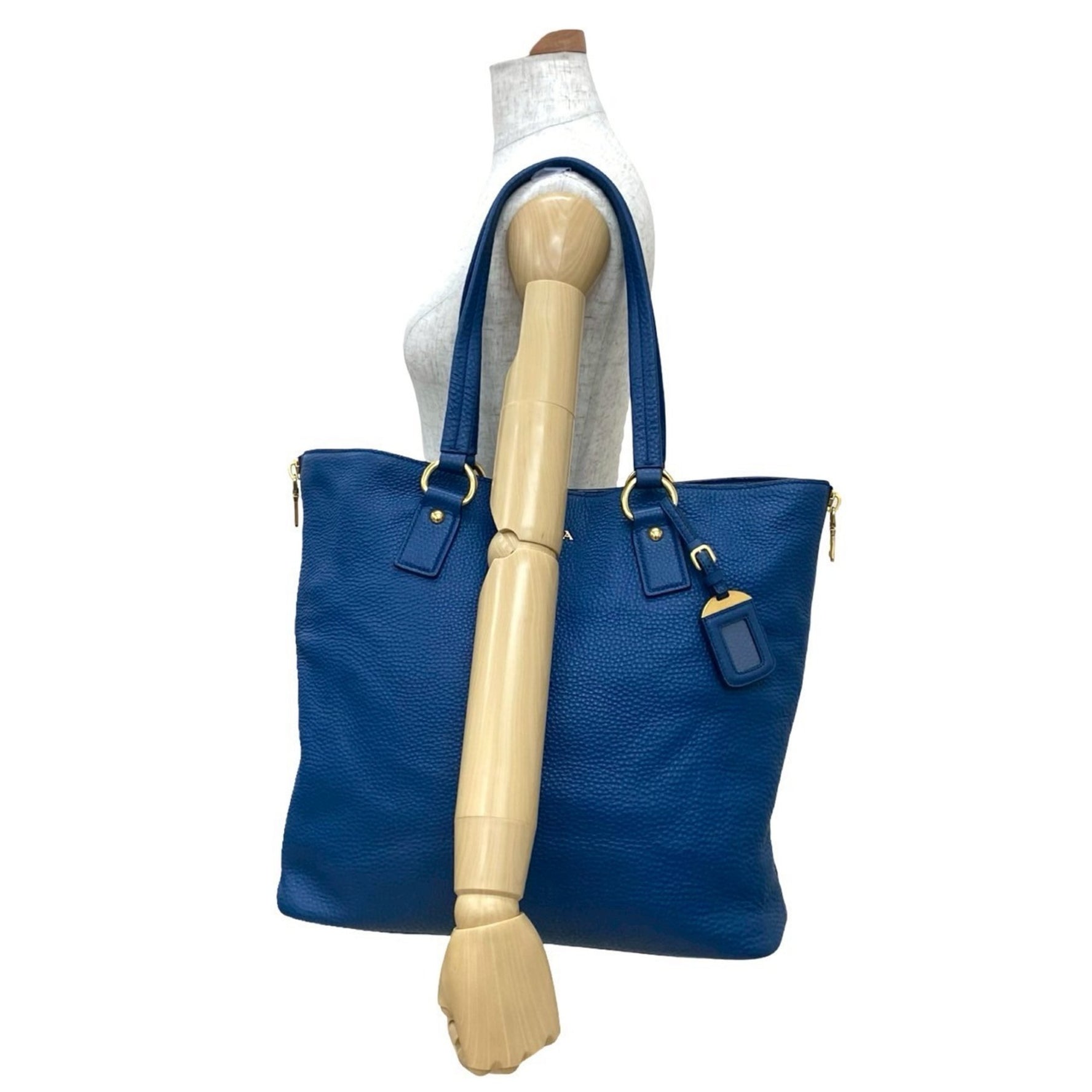 PRADA logo gold hardware leather tote bag, semi-shoulder handbag, business