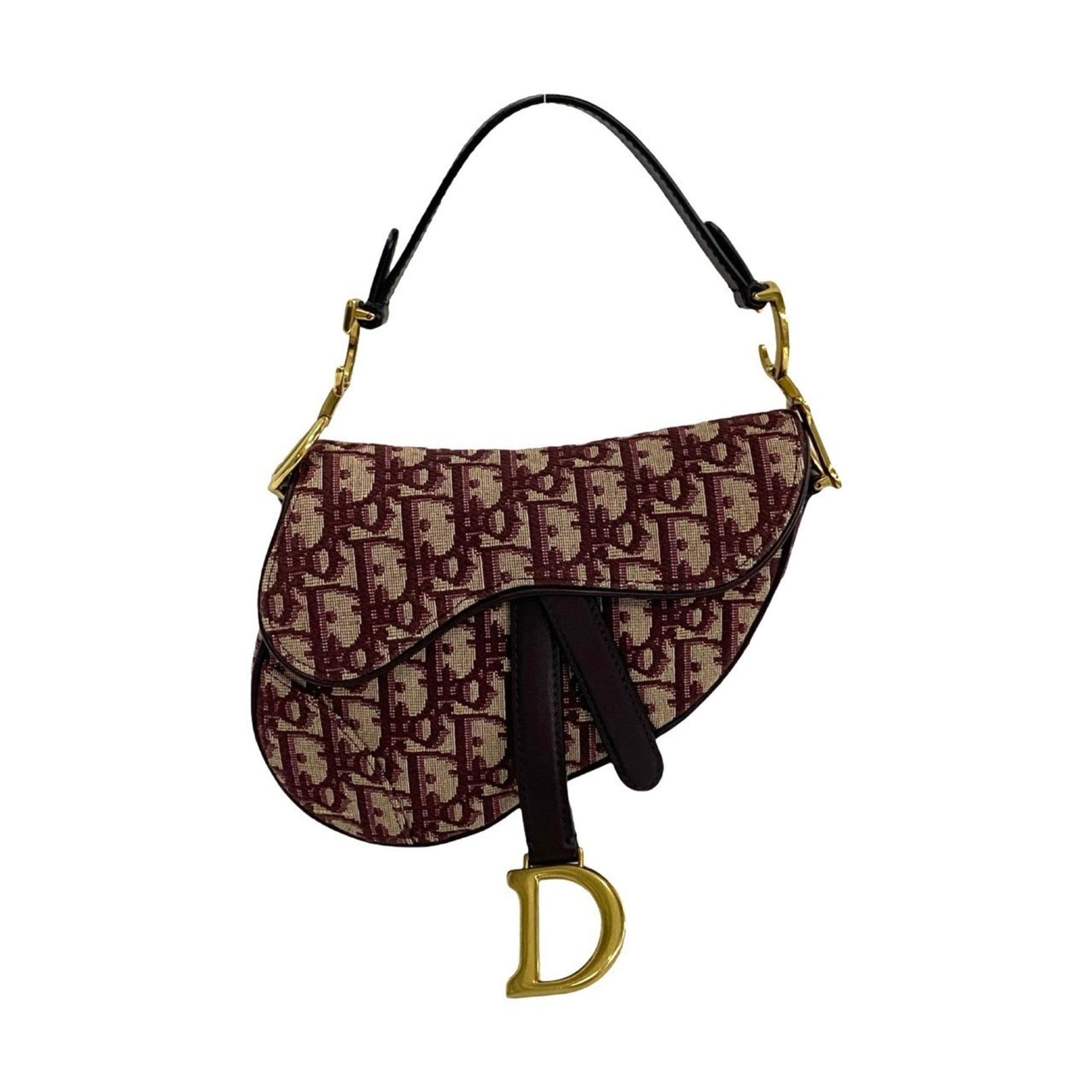 Christian Dior Saddle Bag, Trotter Pattern, Genuine Leather and Canvas, Red