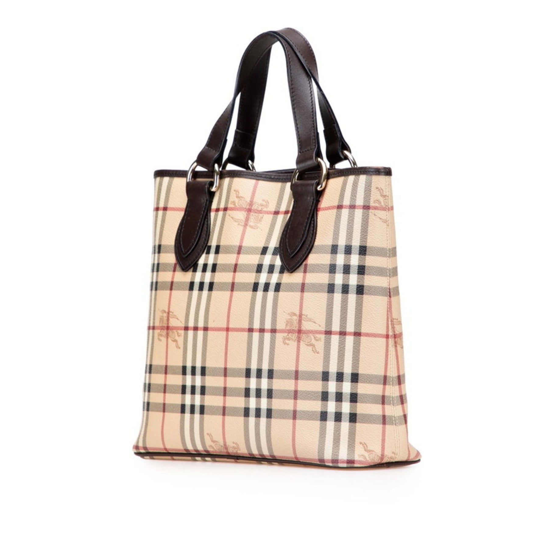 Burberry Nova Check Shadow Horse Tote Bag, Beige/Brown Leather