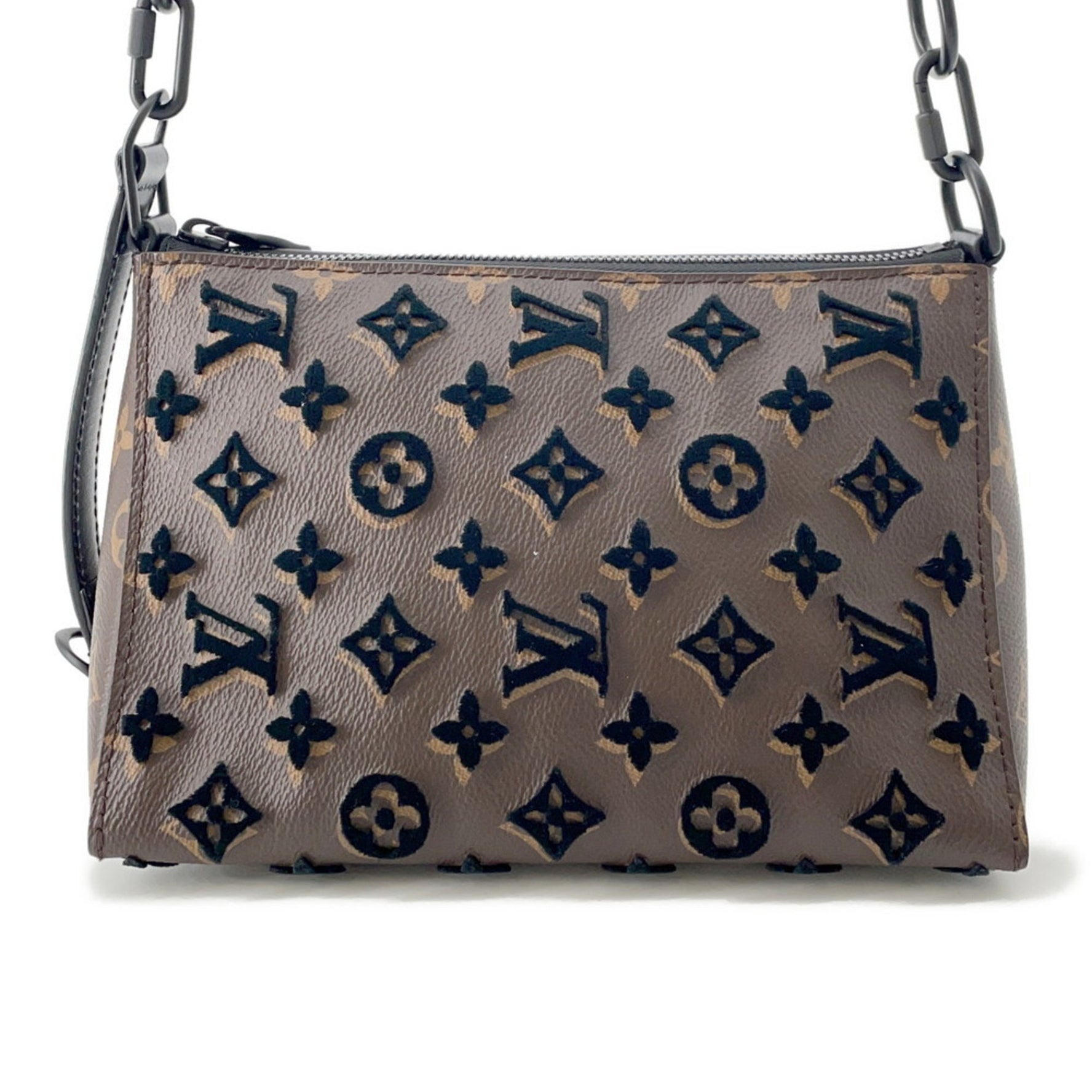 Louis Vuitton Monogram Tuftage Triangle Shoulder Bag Black