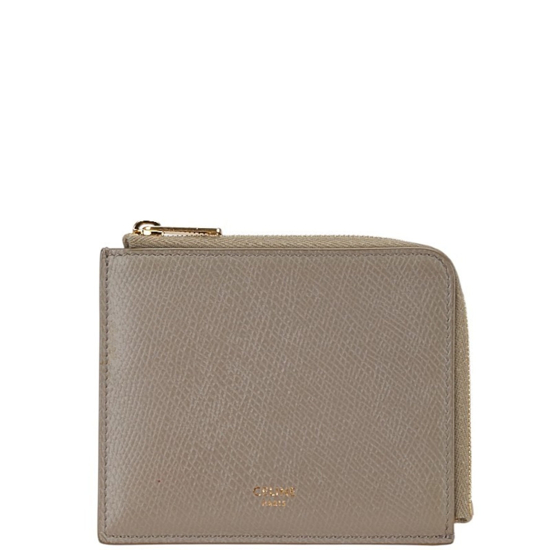 Celine L-shaped coin case, card compact wallet, grey leather