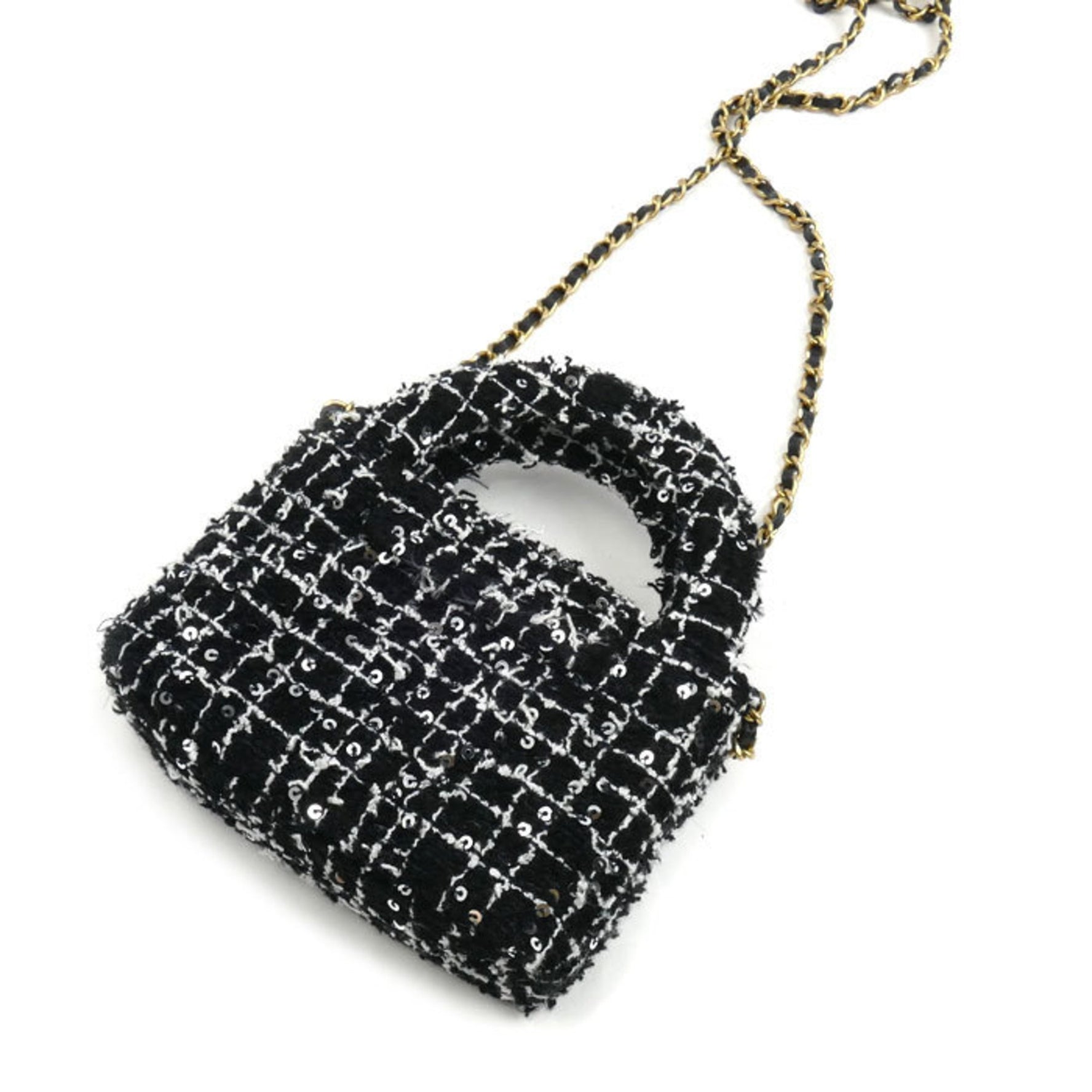 CHANEL Fabric Mini Chain Shoulder Bag, Sequins