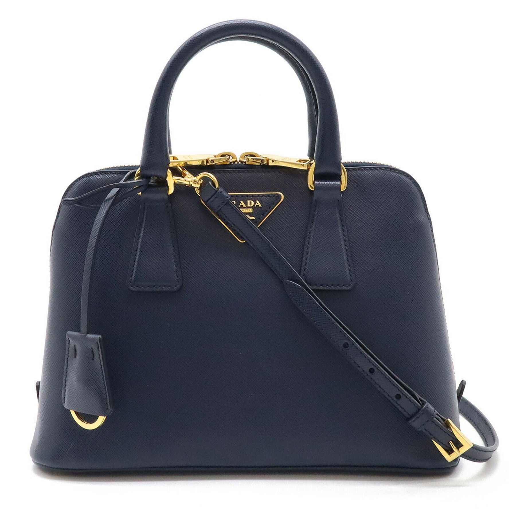 PRADA Promenade handbag shoulder bag SAFFIANO LUX leather BALTICO navy purchased at a domestic boutique BL0838